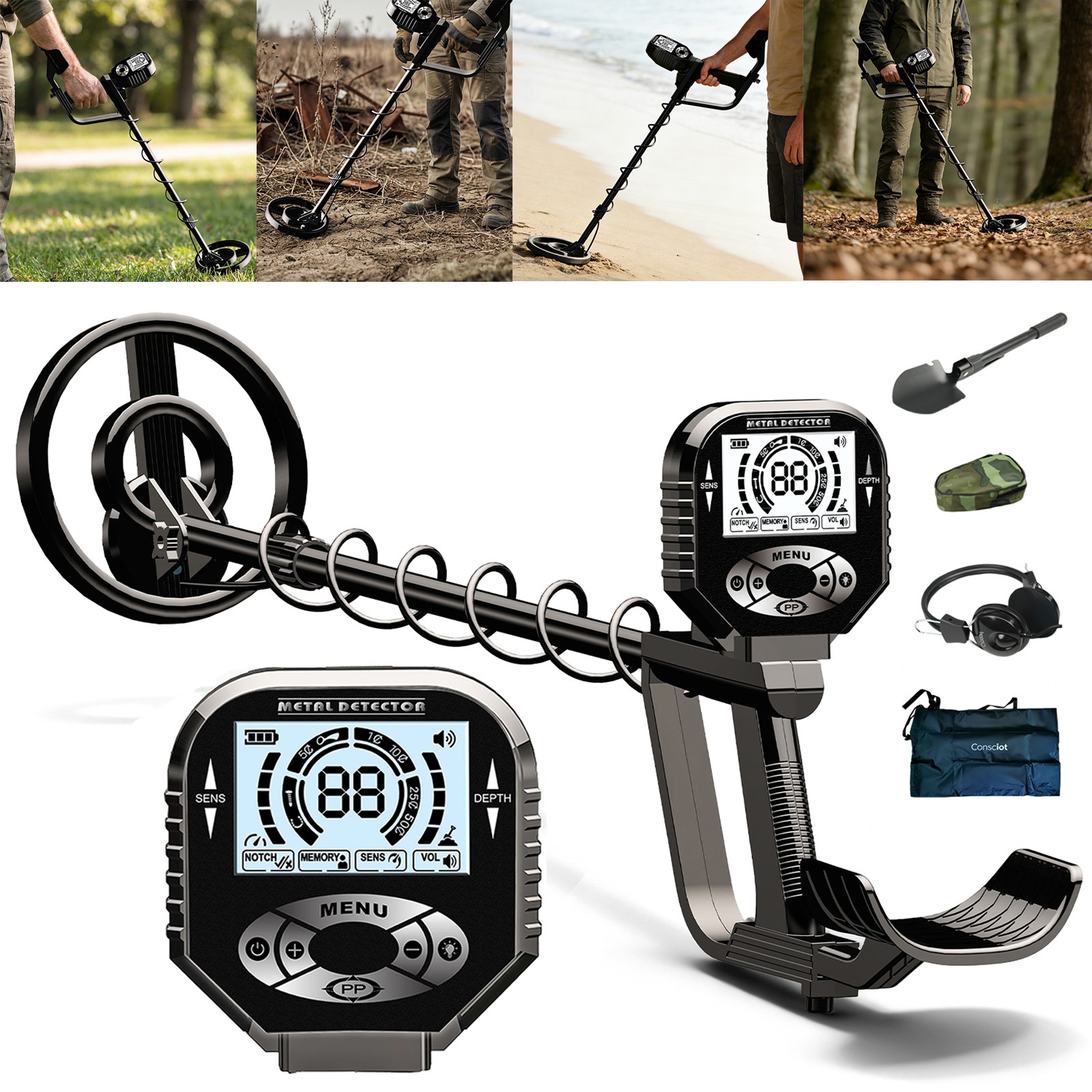 Metal Detector for Adults Professional, Pinpoint Metal Detector with LCD Disp…
