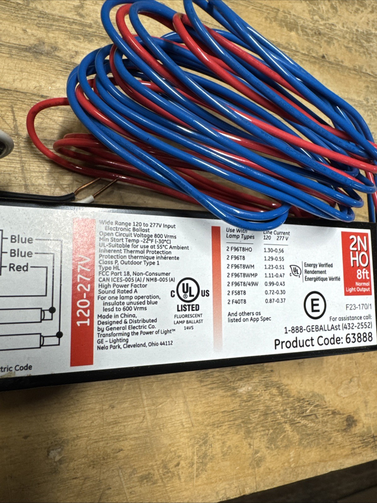 GE ProLine GE286MAX-HO-N – 63888 T8 High Output Fluorescent Ballast 22JS2533-A12