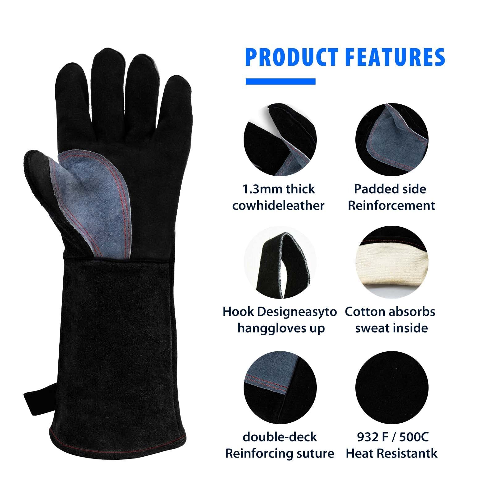 HITBOX 14‘’ 932°F Heat resistant Work Gloves Welding Gloves Grilling gloves BLK.