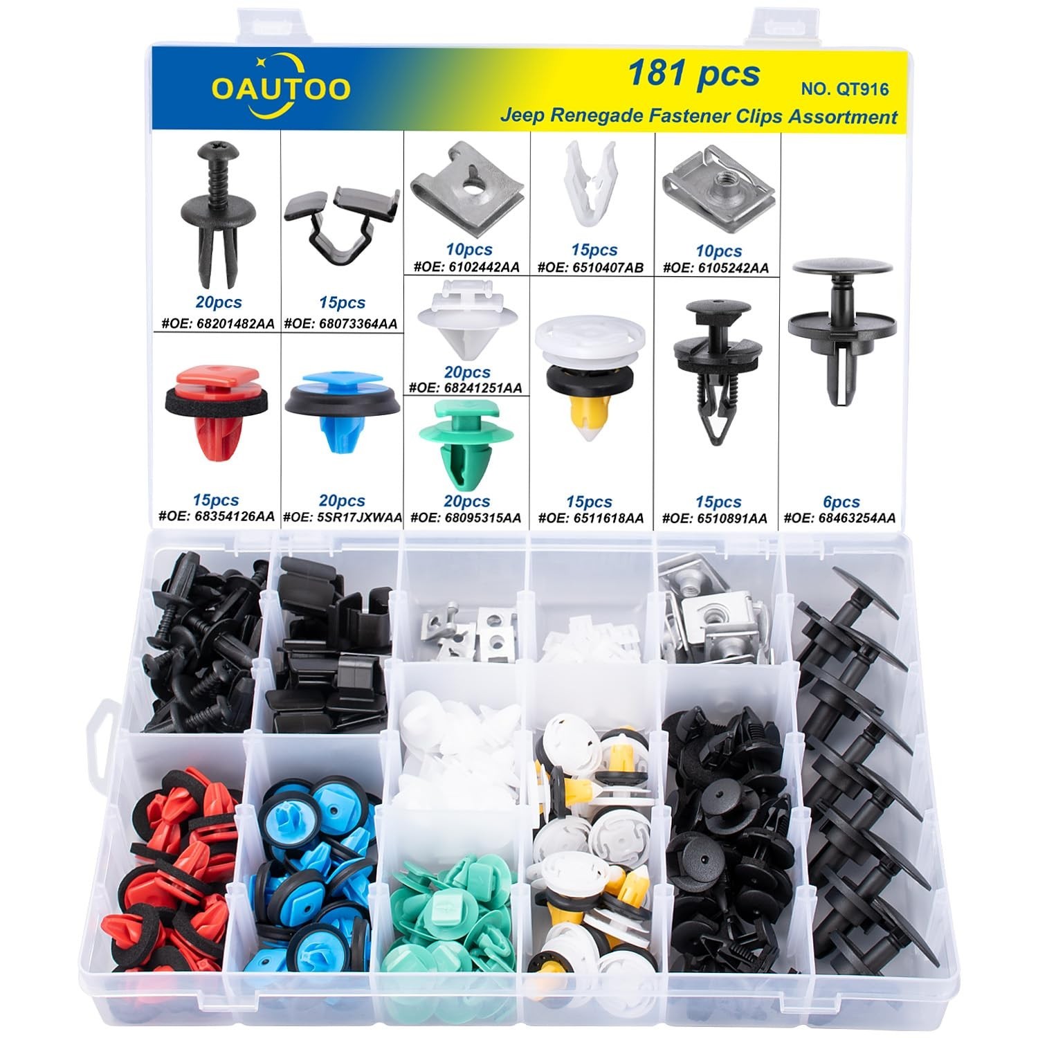 181pcs for Jeep Renegade 2015-On Auto Body Interior and Exterior Retainer Fas…