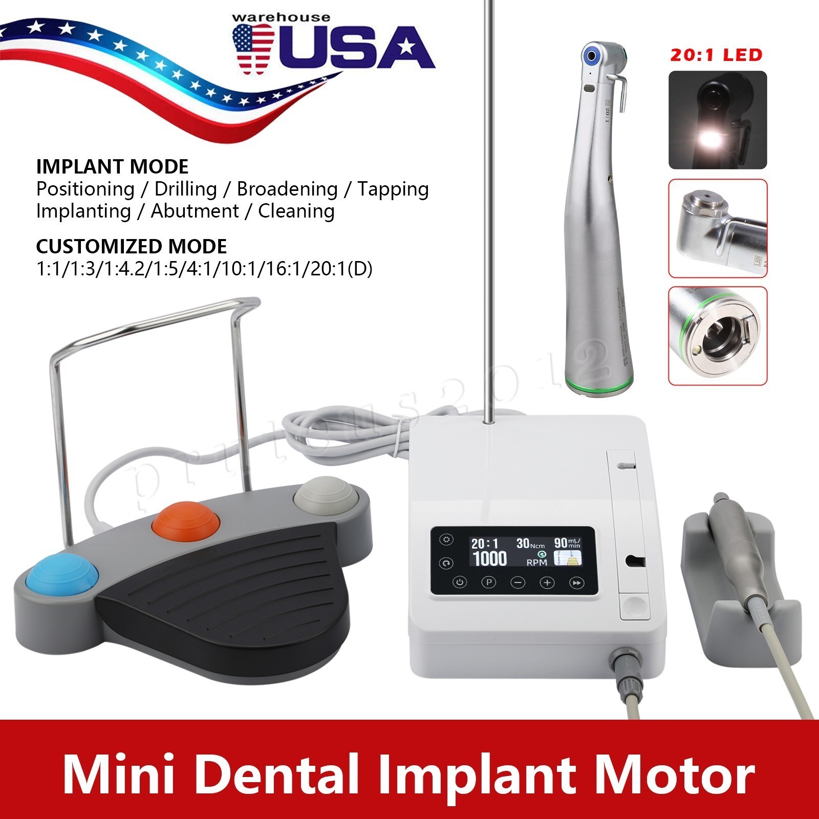 Dental Implant System Motor Surgical Brushless Motor+20:1 Contra Angle Handpiece