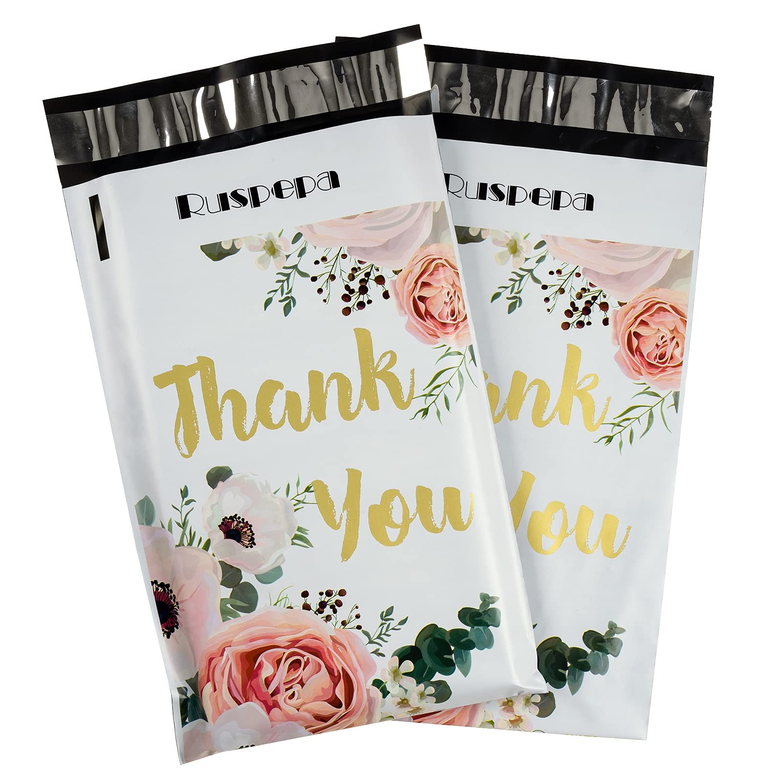 6×9 inches Poly Mailers Bags Thank You Notes Flowers Surrounded White Poly Ma…