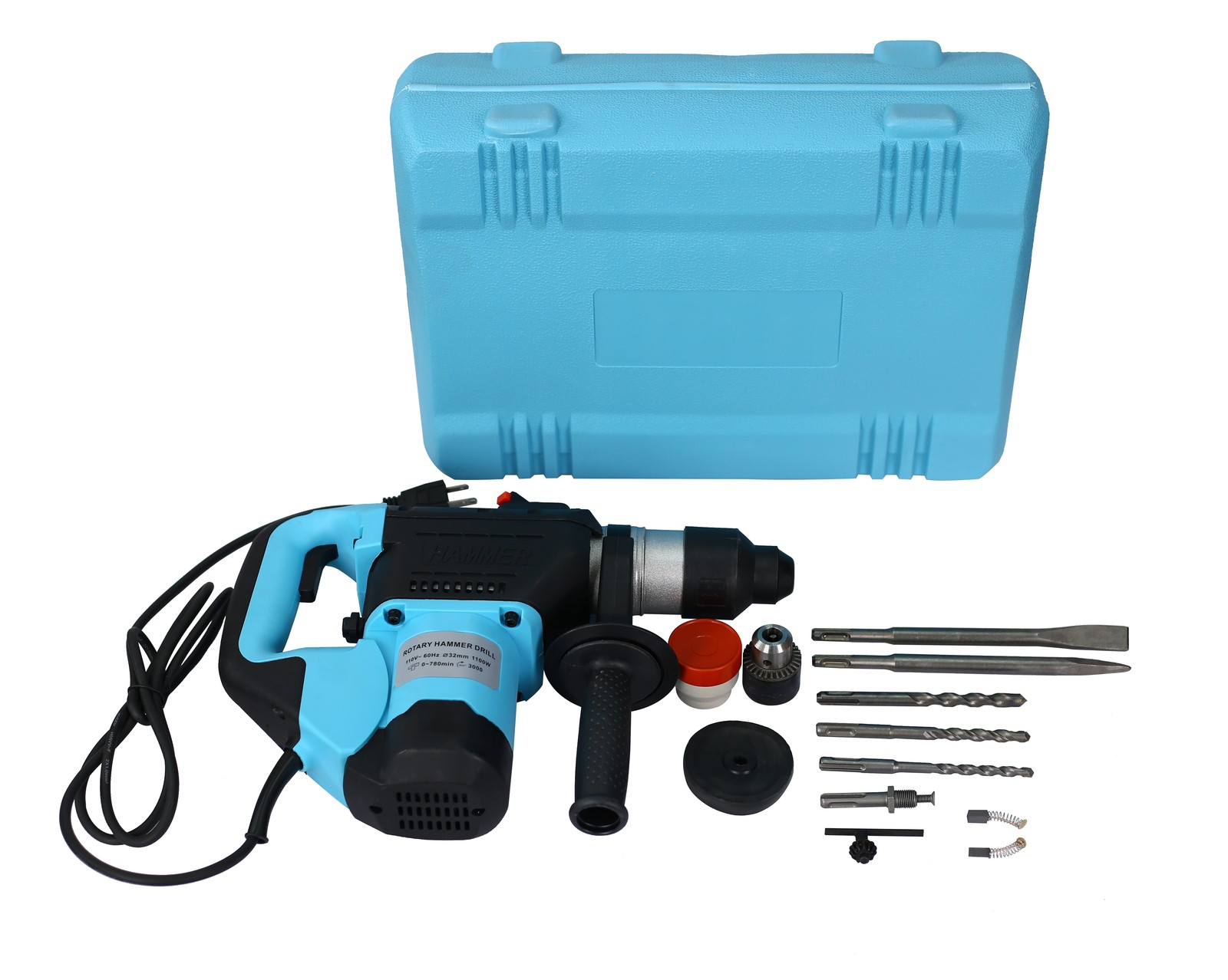 Rotary Hammer 1100W(Blue + Black) 1-1/2″SDS Plus Rotary Hammer Drill 3 Functions