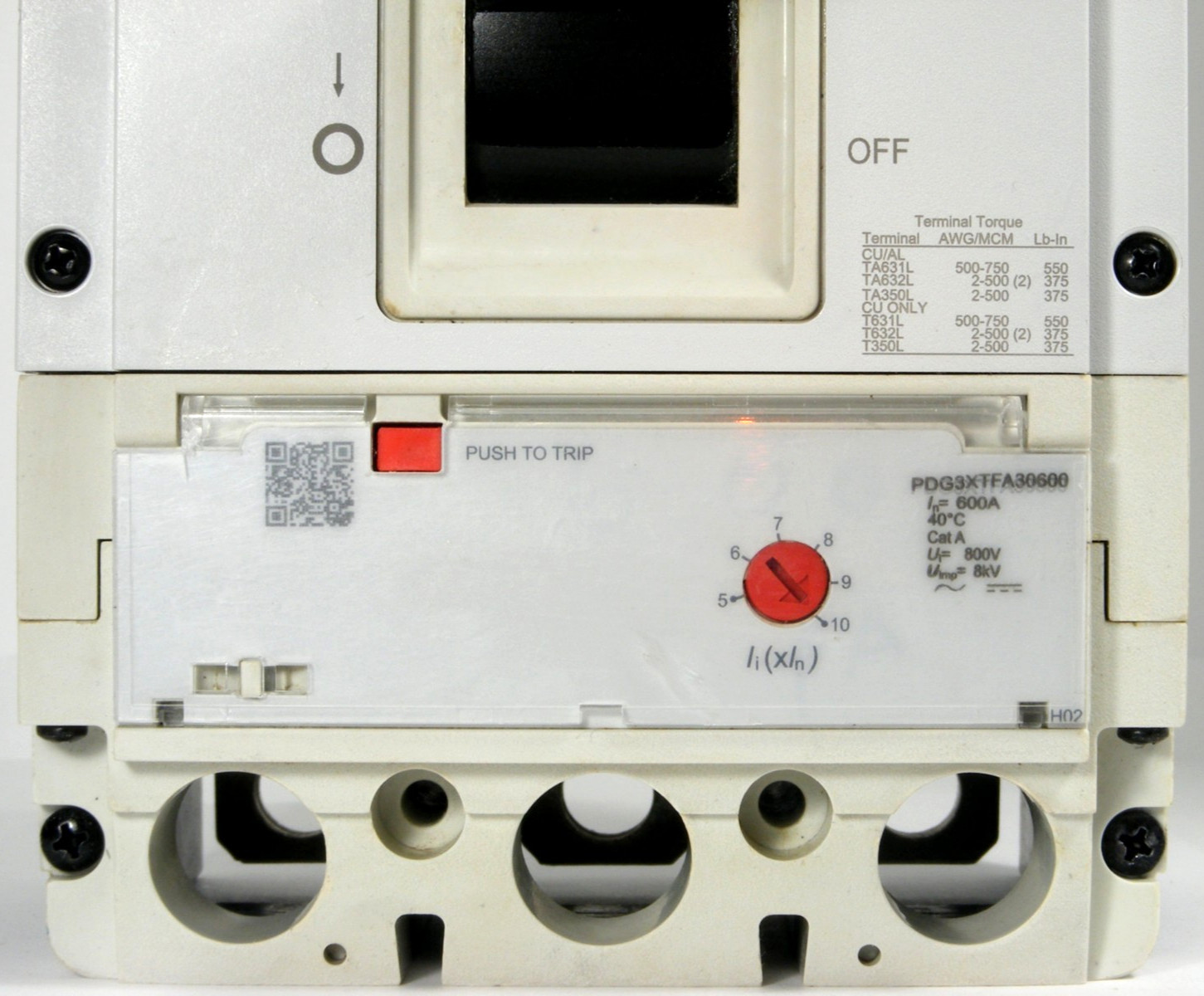 USED Eaton PDG33G0600TFAN Circuit Breaker Assembly, TMTU, 3P 600A 600V 35kA@480V