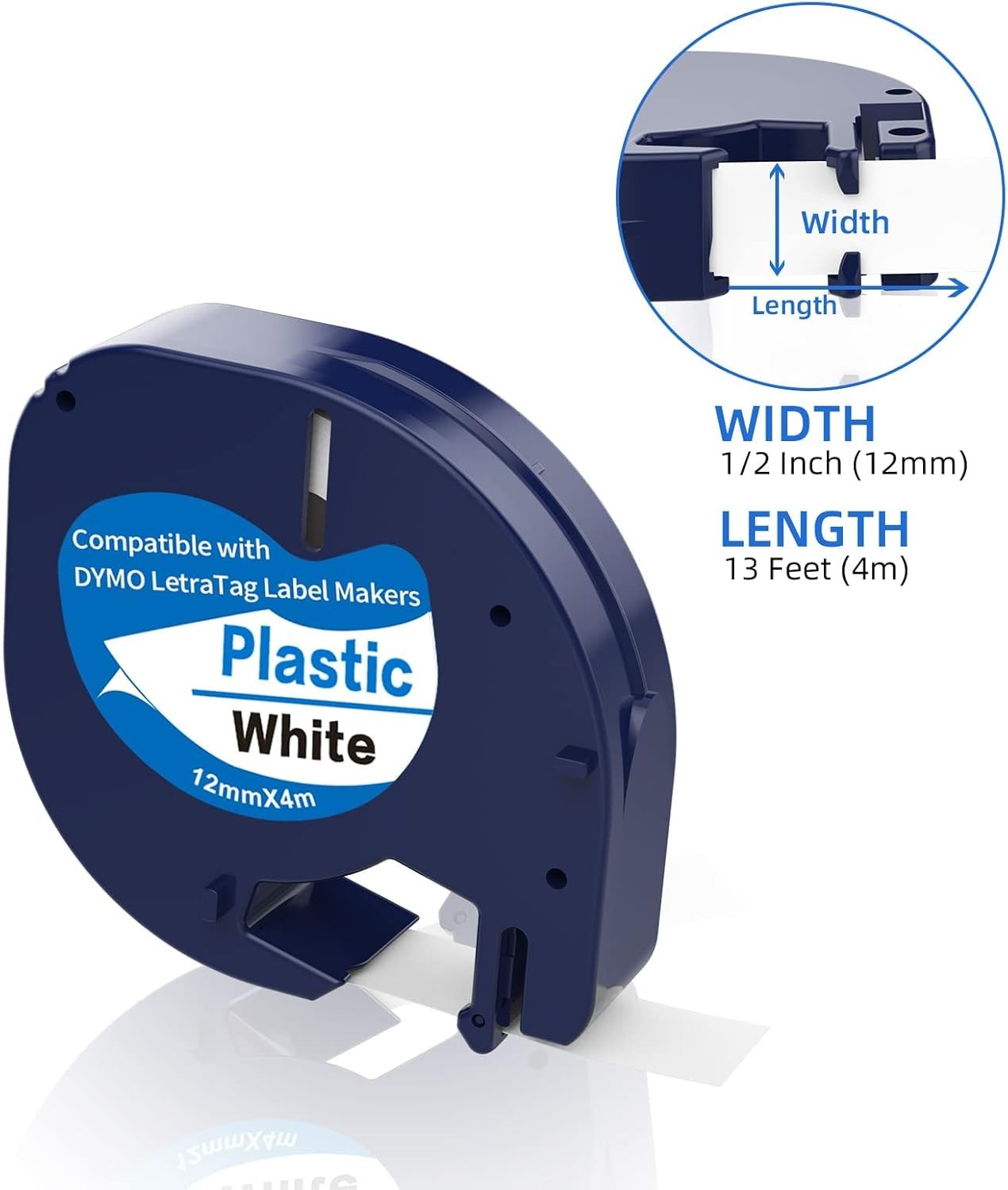 10PK Dymo LetraTag Refills White Plastic 91331 for LetraTag Label Maker LT-100H