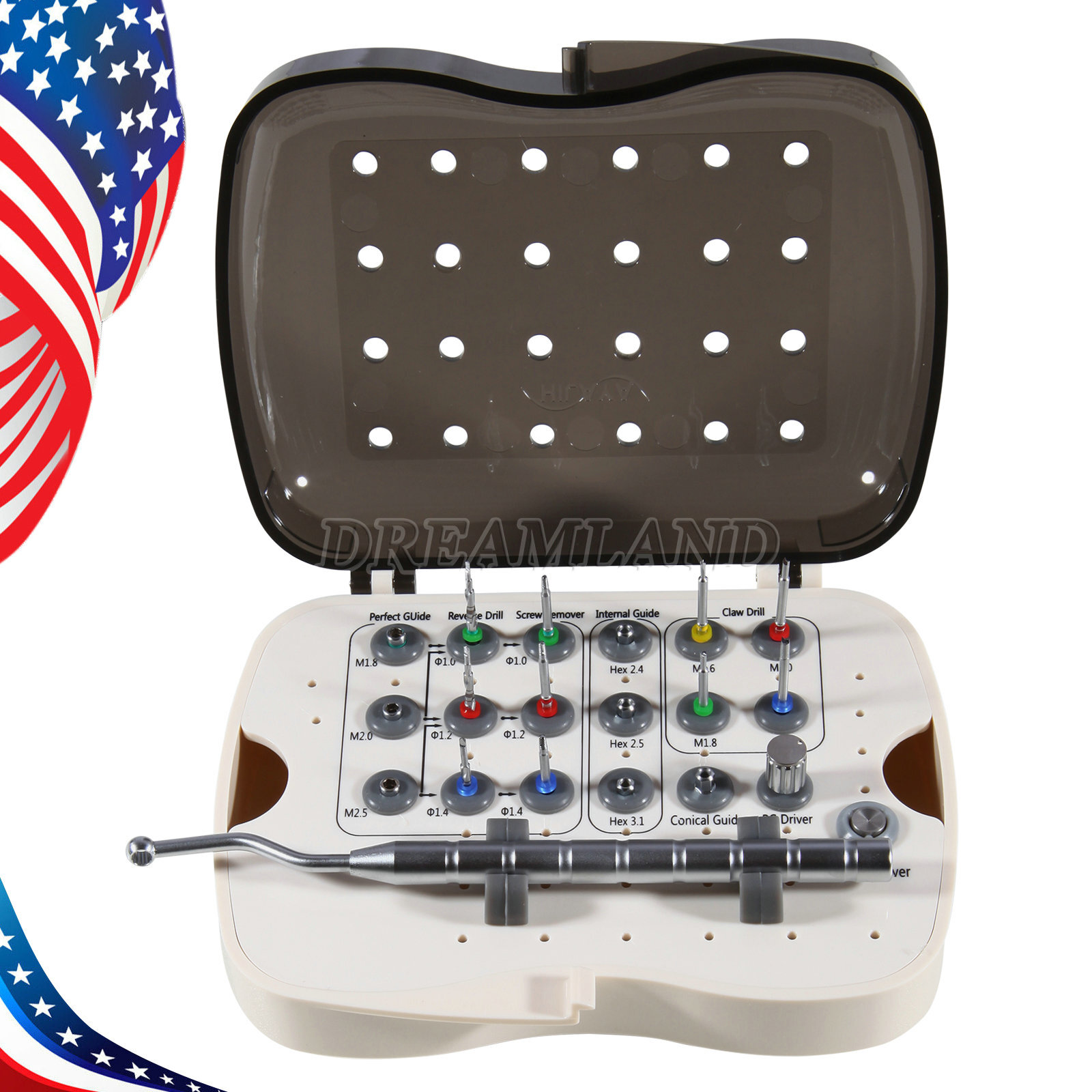 Dental Implant Broken Fractured Screw Removal Kit Drill Guide Remover USA