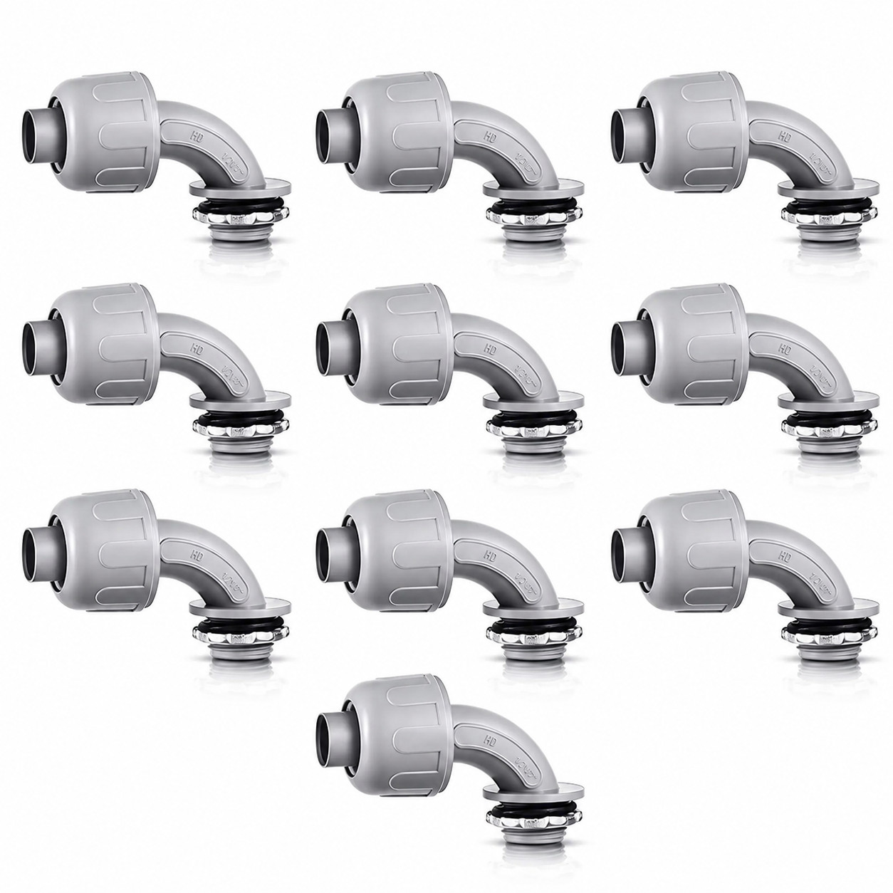 10 Pack 1/2″ 90° Liquid Tight Non-Metallic Connector for Flexible Conduit