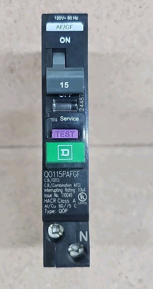 15A Dual Function GFCI AFCI SQUARE D QO115PAFGF Ground fault Arc