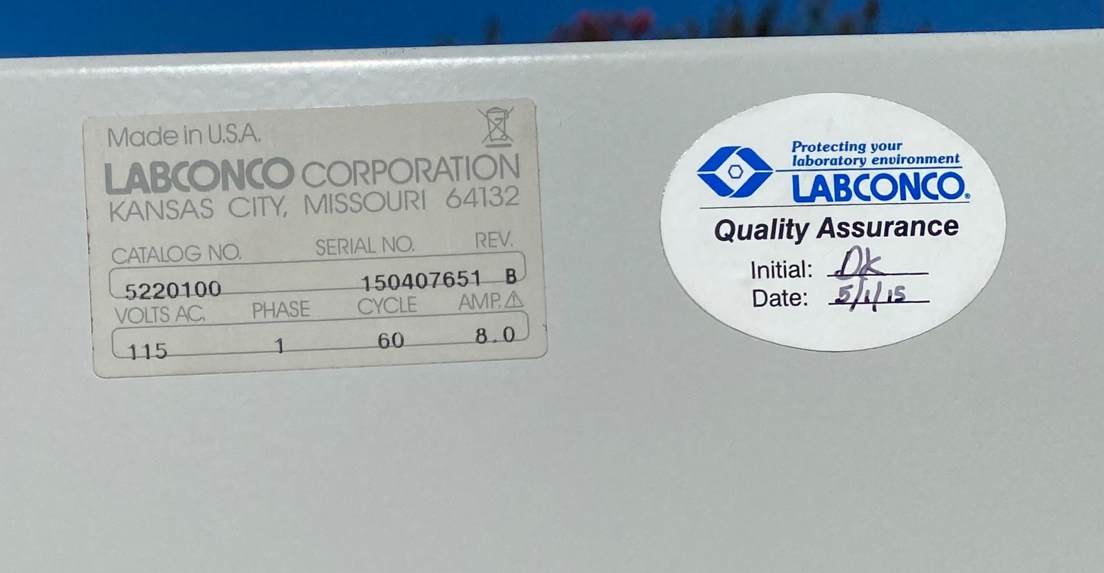 LABCONCO Precise Controlled Atmosphere Glove Box Catalog #5220100