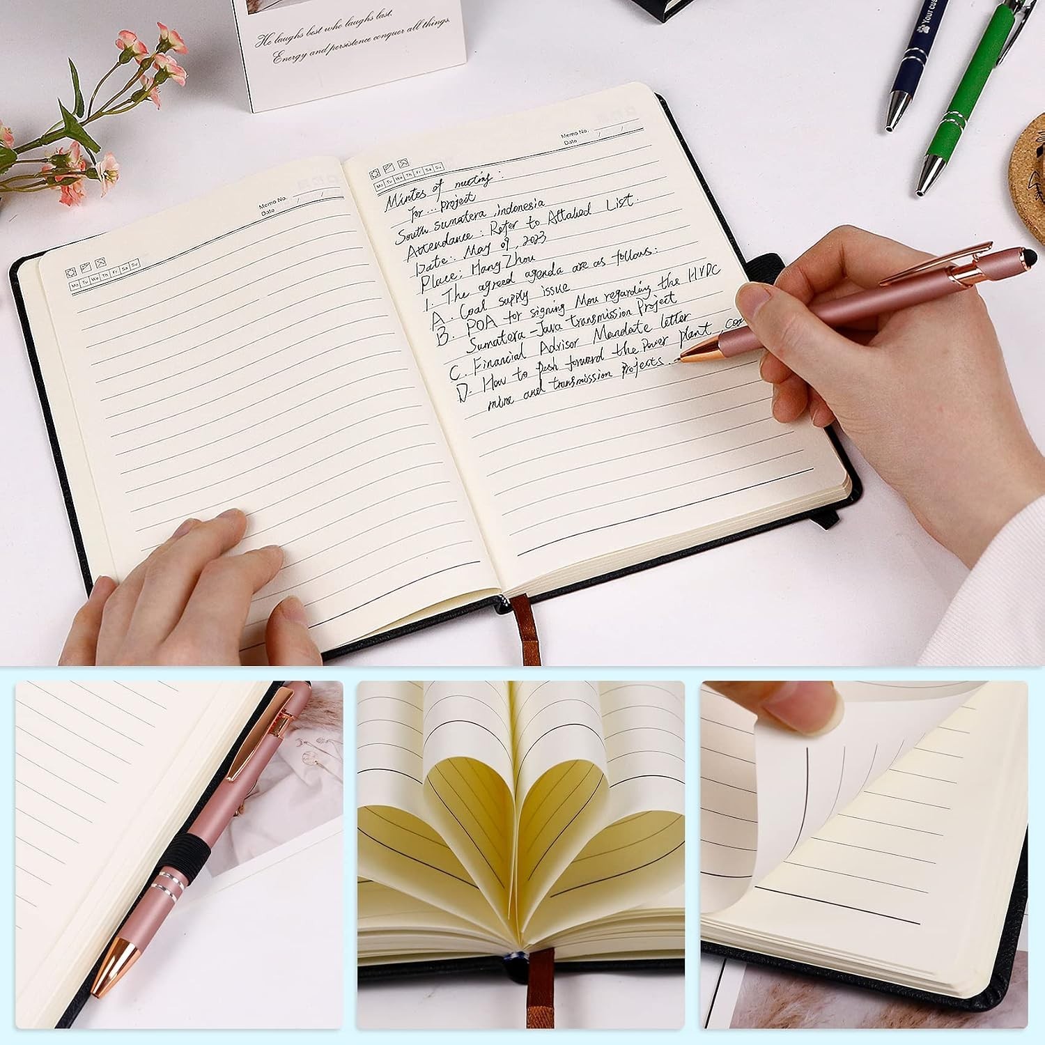 Elegant A5 Business Journal with Ribbon Bookmark & Custom Initials – 200 Pages