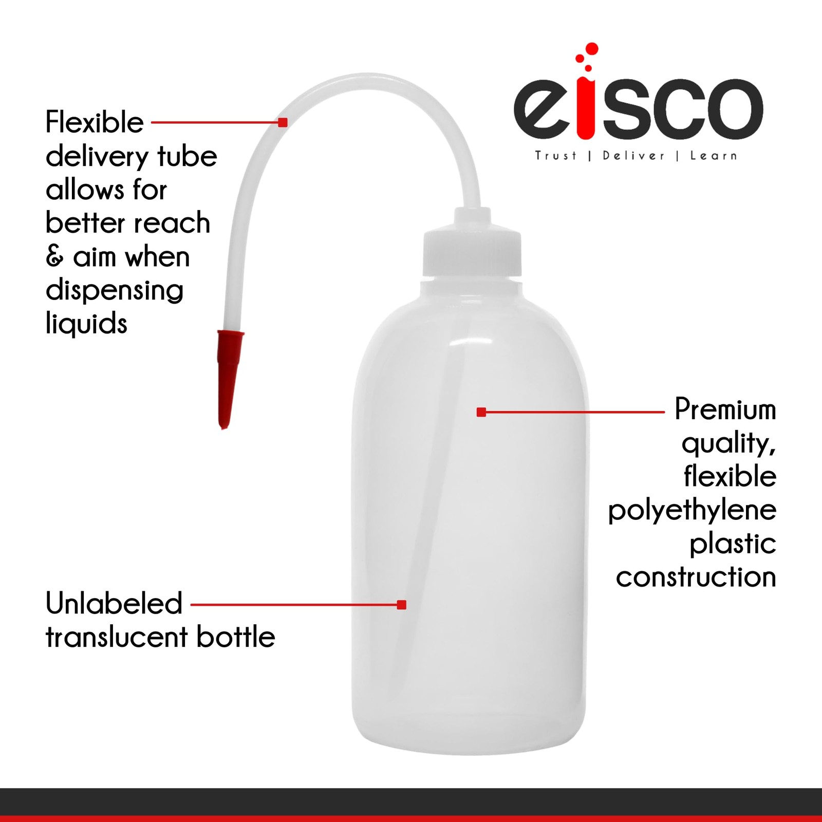 EISCO Wash Bottle, 125ml – Polyethylene – Translucent, Unbreakable 4.2 Ounces