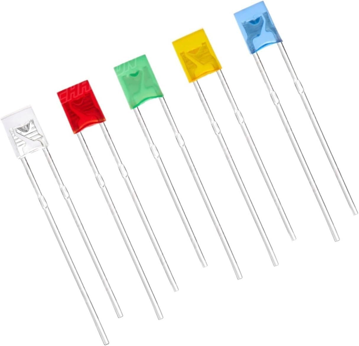 100 LED Sortiment rechteckig 2x3x4mm je 20x rot,grün,gelb,blau,weiß Leuchtdioden