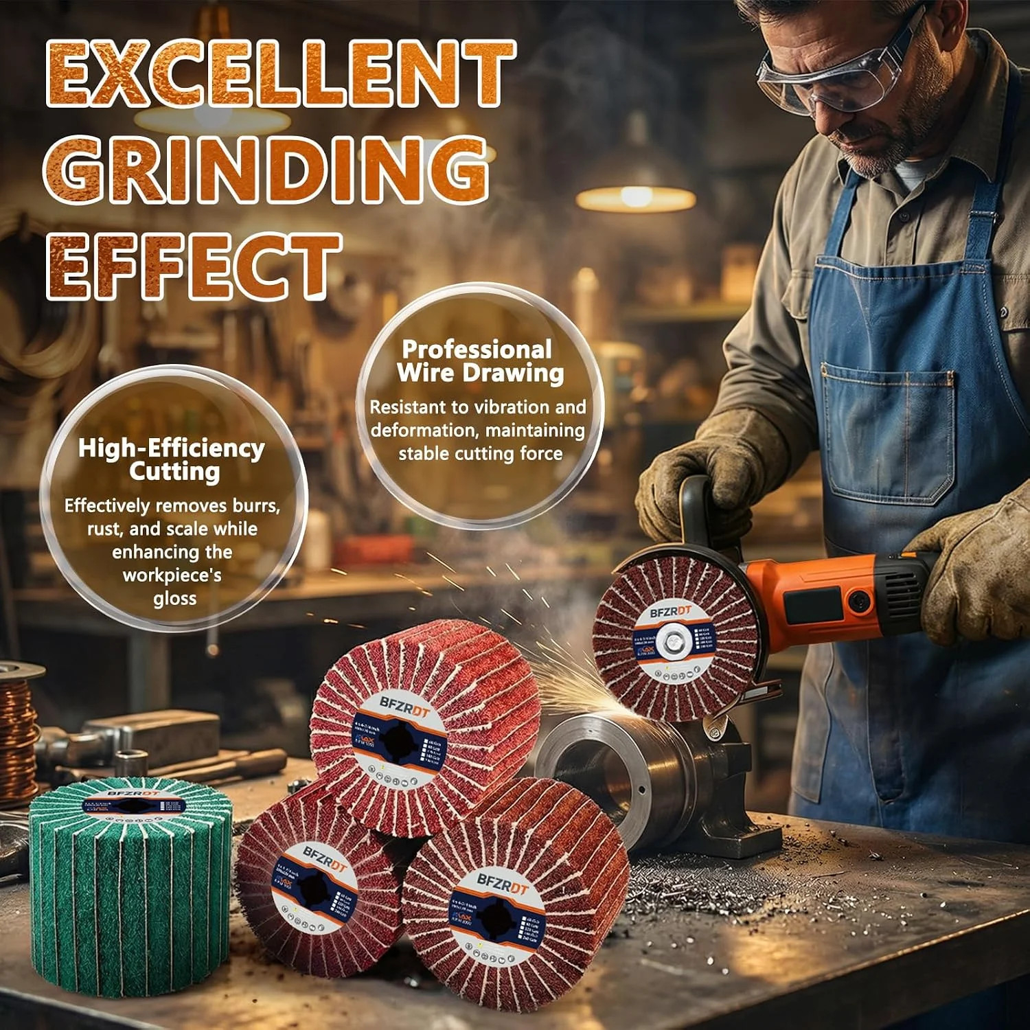 4 Pcs Non-Woven Wheel Surface Conditioning Tool, 4.7″x 4″ Burnishing Drums | 60