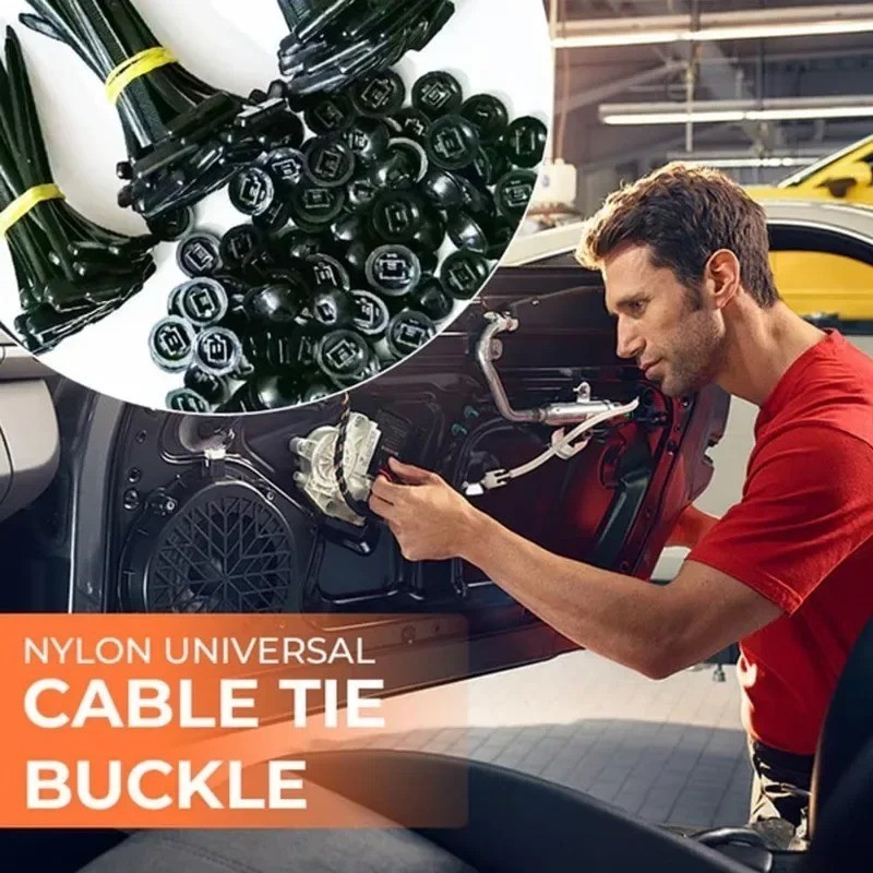 500 PCS-Universal Cable Tie Buckle, Heavy Duty Self-Locking Nylon Zip Tie Holder