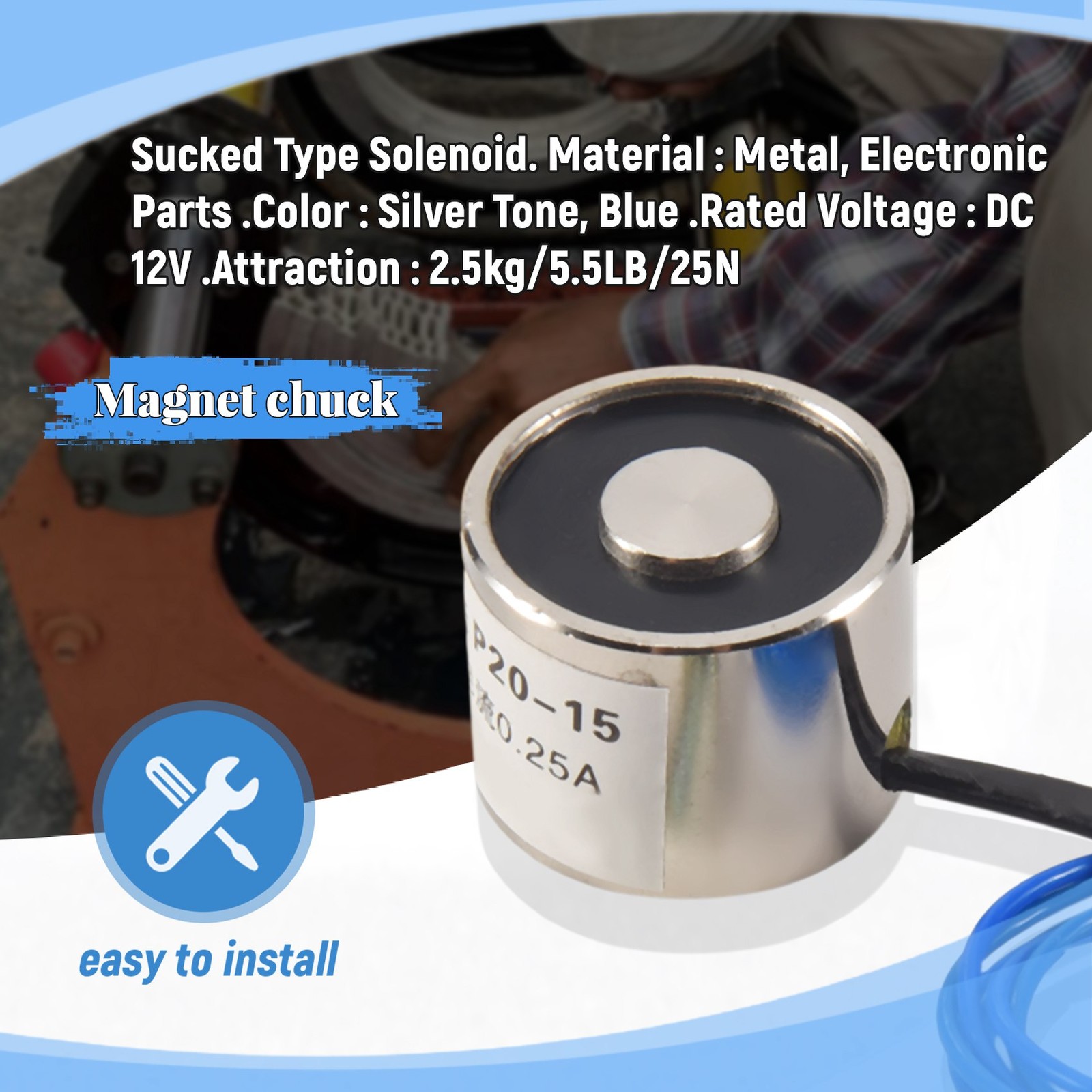 Sucked Electric Lifting Magnet Electromagnet 12VDC 2.5Kg 5.5LB 20x15mm O6Y17204