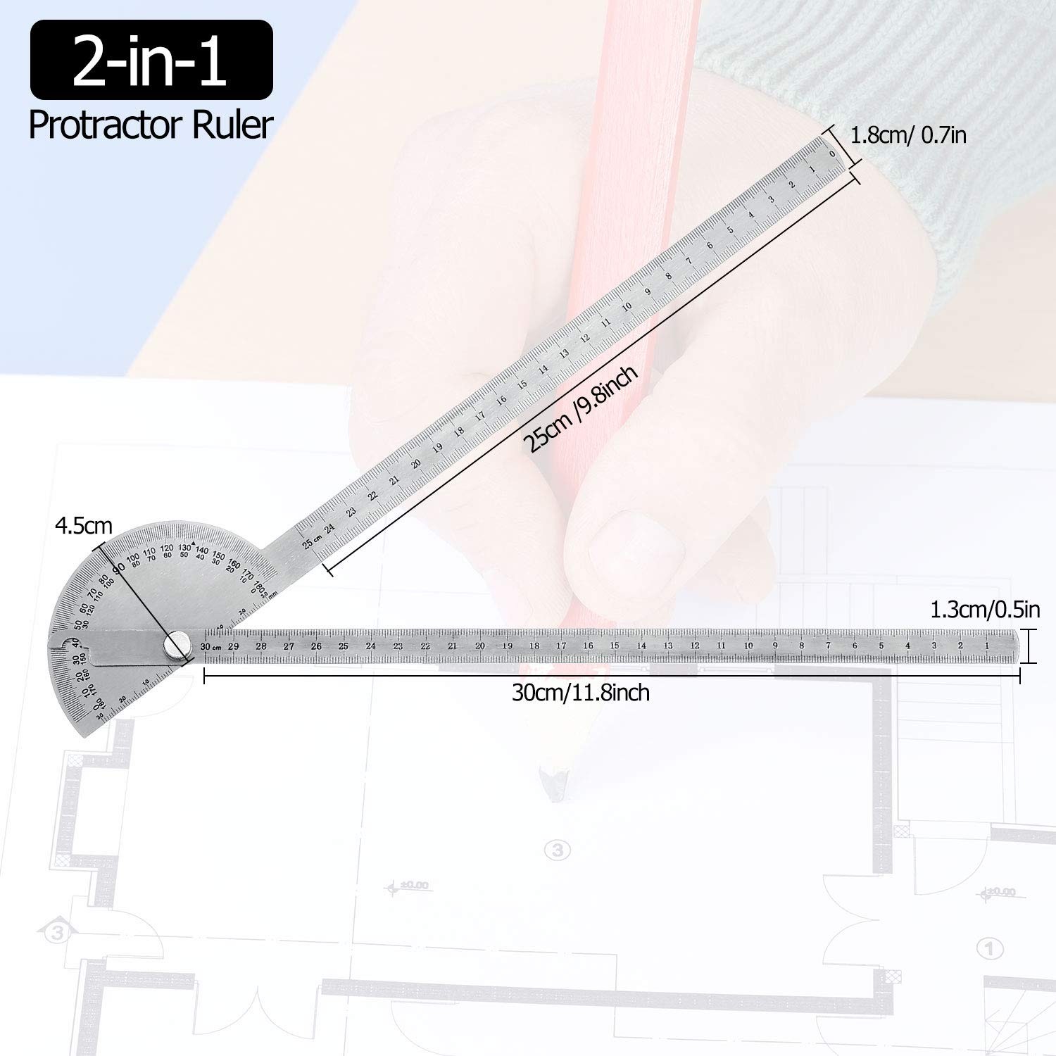 Angle Protractor Angle Finder Ruler Two Arm Stainless Steel Protractor Woodworki