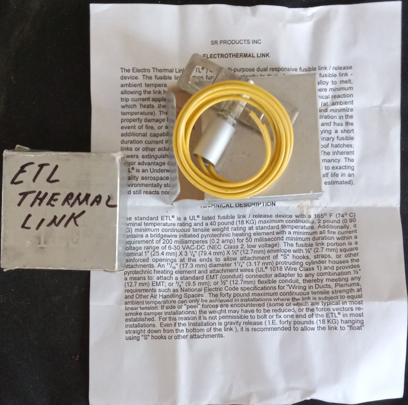 4 for $200.00 SR Products Inc ETL Electrothermal Link 165′ 4 for $200.00