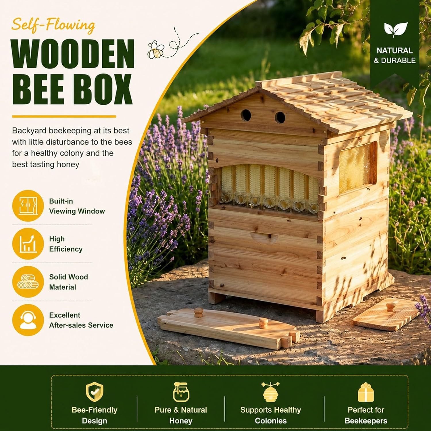 Beehive Starter Kit Automatic Honey Seep Bee Hive + 7 Pcs Auto Frames Cedarwood