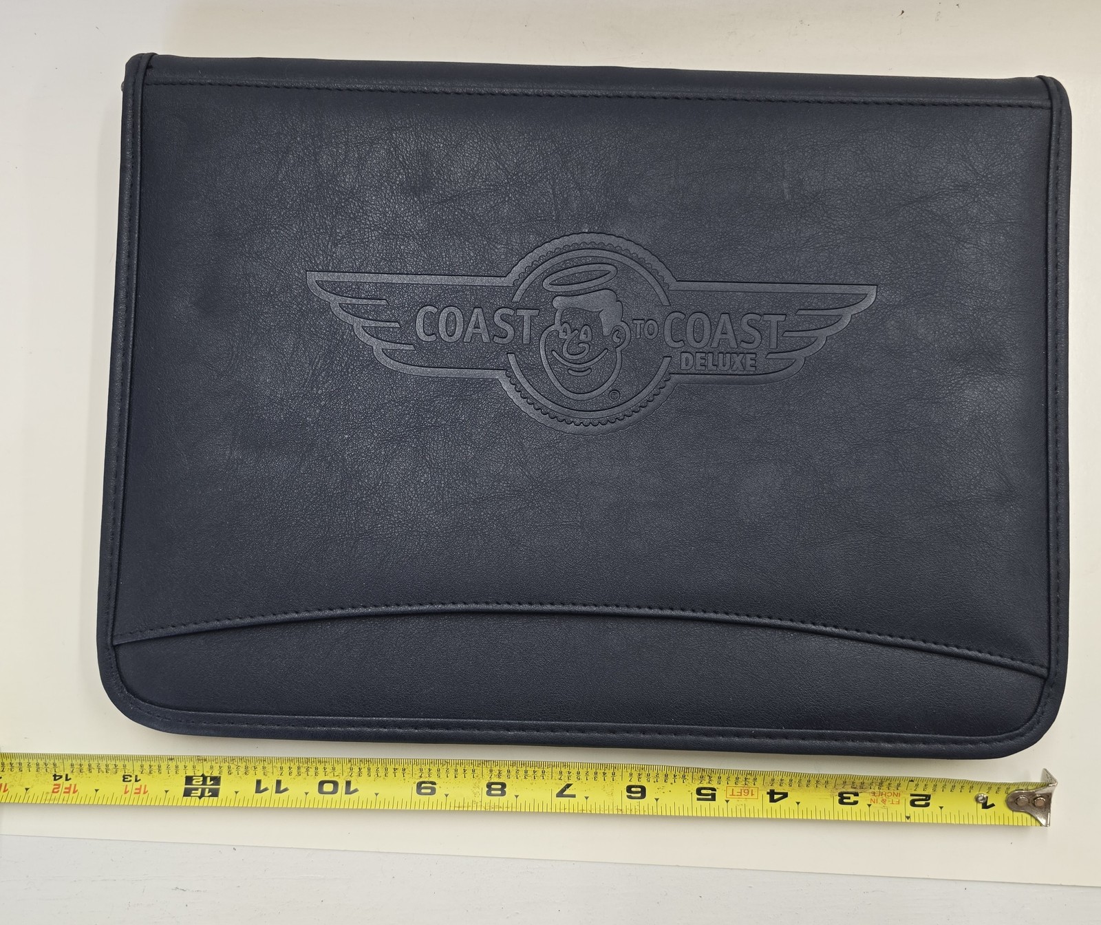 Coast to Coast AM Deluxe Organizer Portfolio Notebook Dark Blue Faux Leather Zip