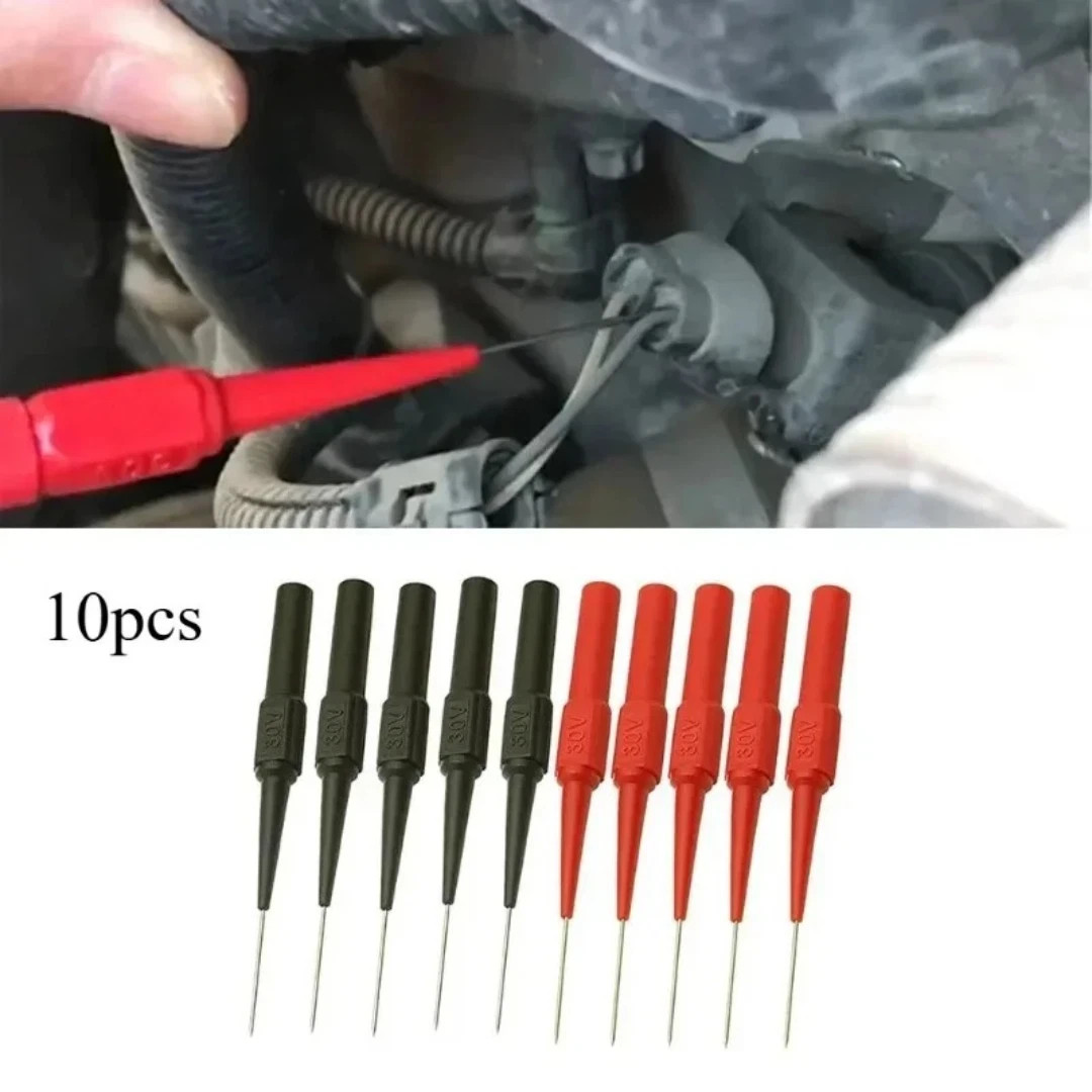 10PCS Multimeter Test Lead Back Piercing Needle Tip Probe Kit 4mm Banana Plug