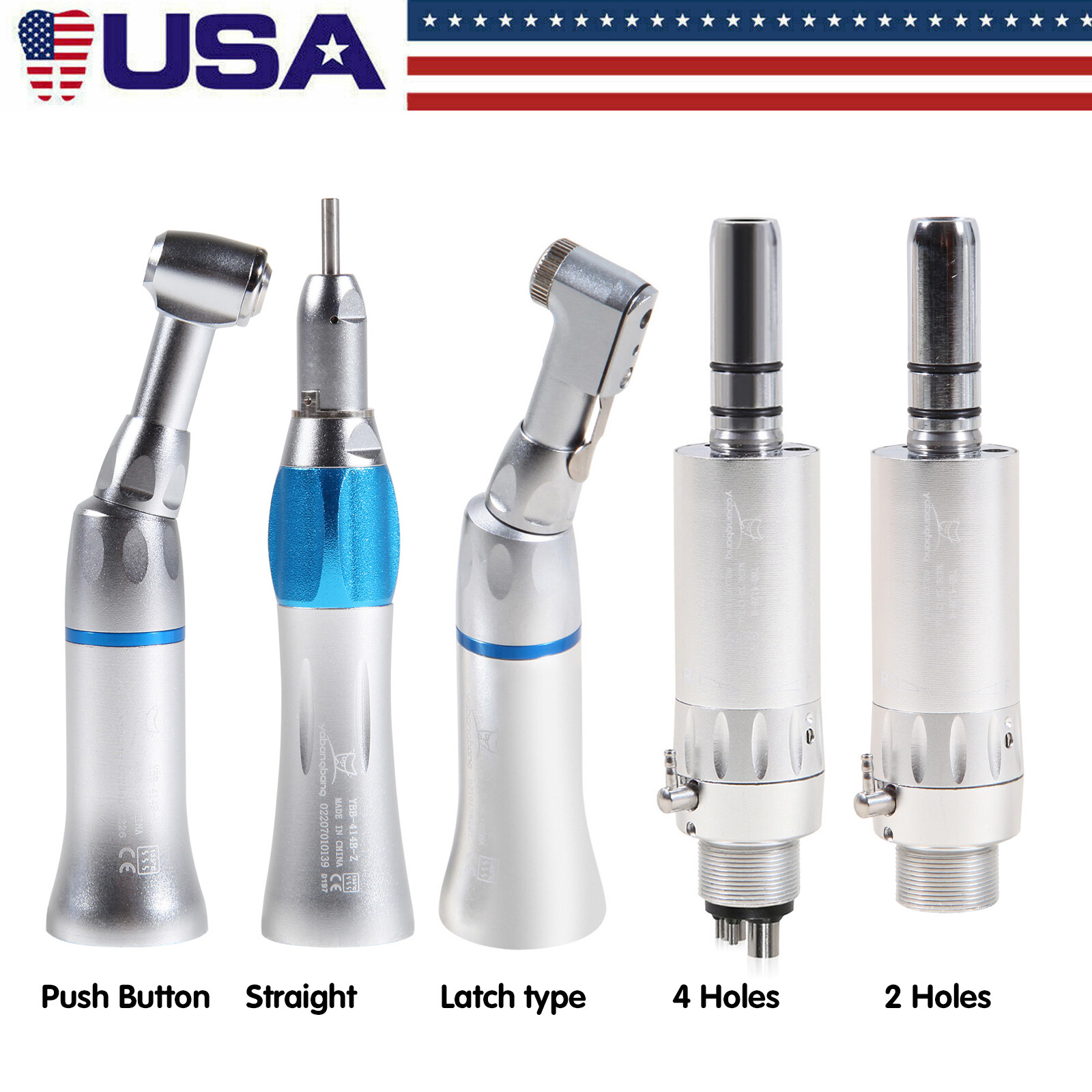 Dental Low Speed Handpiece Air Motor Push/Latch Contra Angle Straight