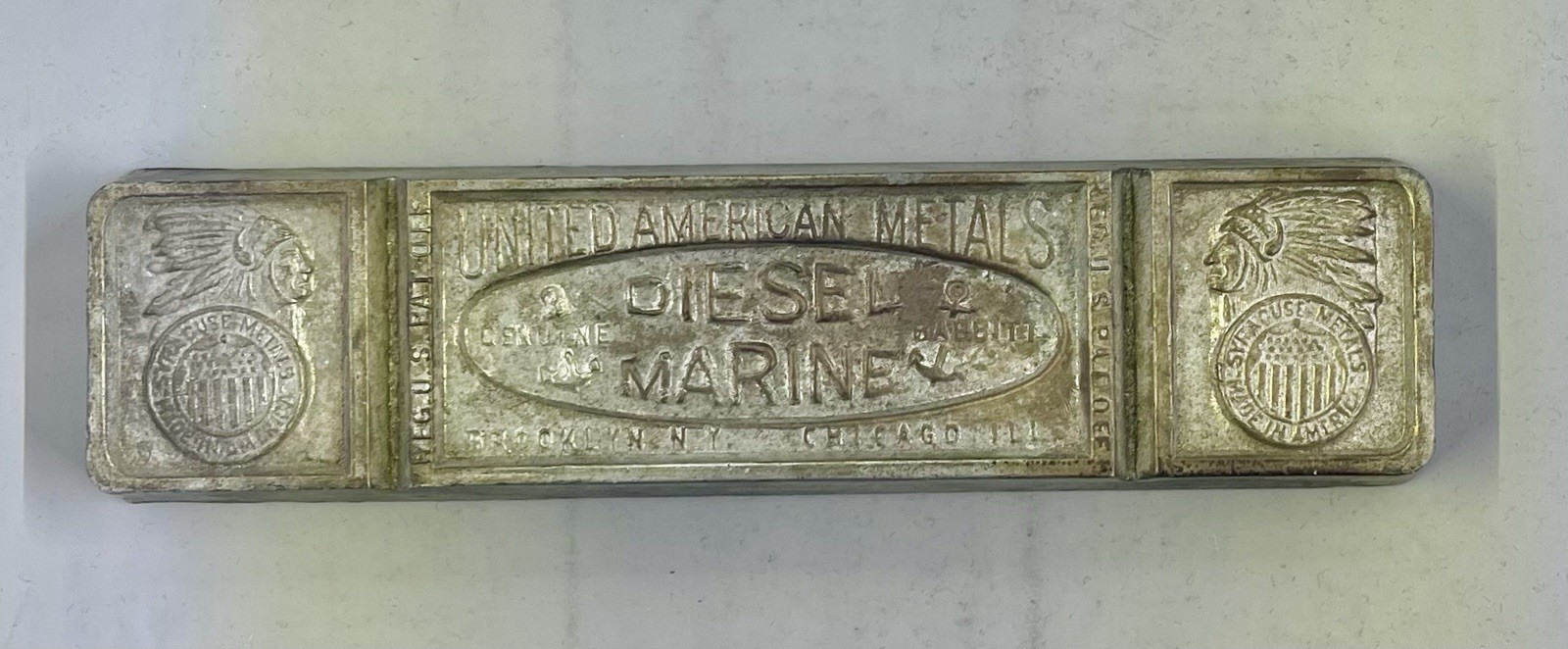 United American Metals Babbitt Ingot Marine Diesel Syracuse Metals 4lbs+ Vintage