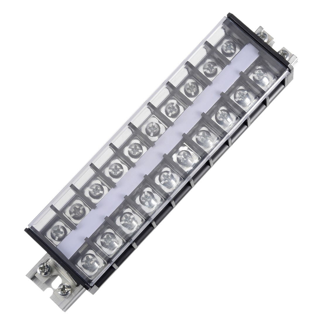 660V 30A Dual Rows 10 Position DIN Barrier Terminal Strip Block Rail Base New