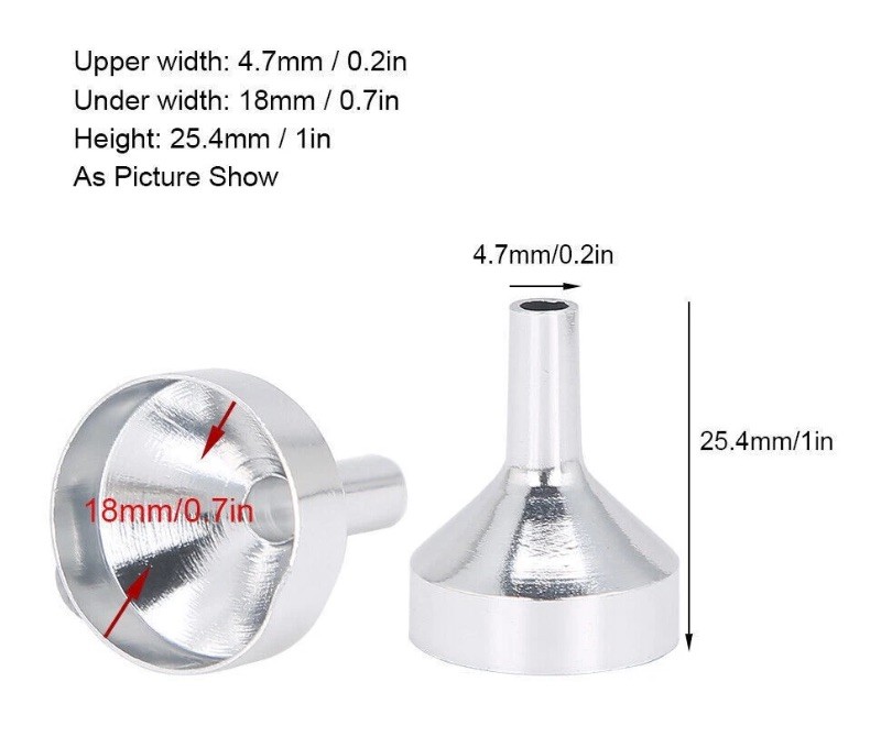 1 One Aluminum Perfume Funnel Spice Funnel Mini Silver Powder Tiny Metal Funnel