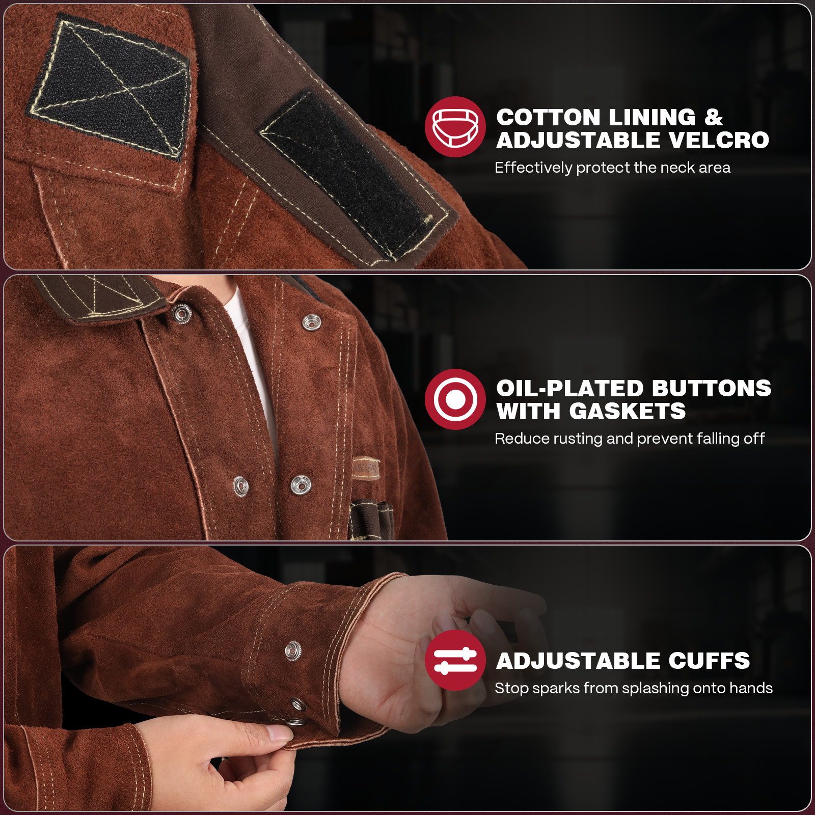 ARCCAPTAIN Leather Welding Jacket Heavy Duty Welder Jackets S/M/L/XL/XXL Size