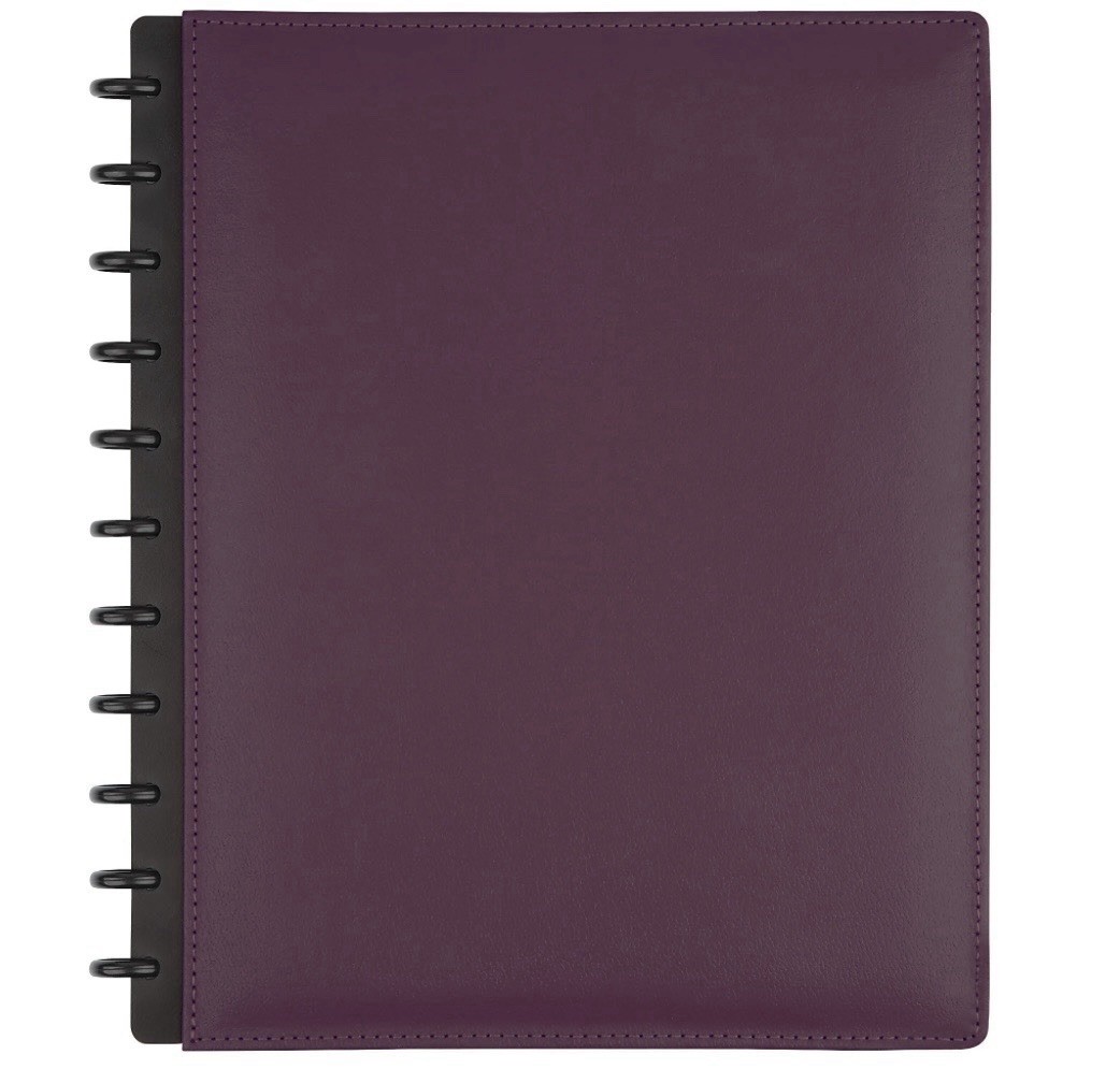 TUL Custom Note-Taking System Discbound Leather Notebook Letter Size Purple Gray