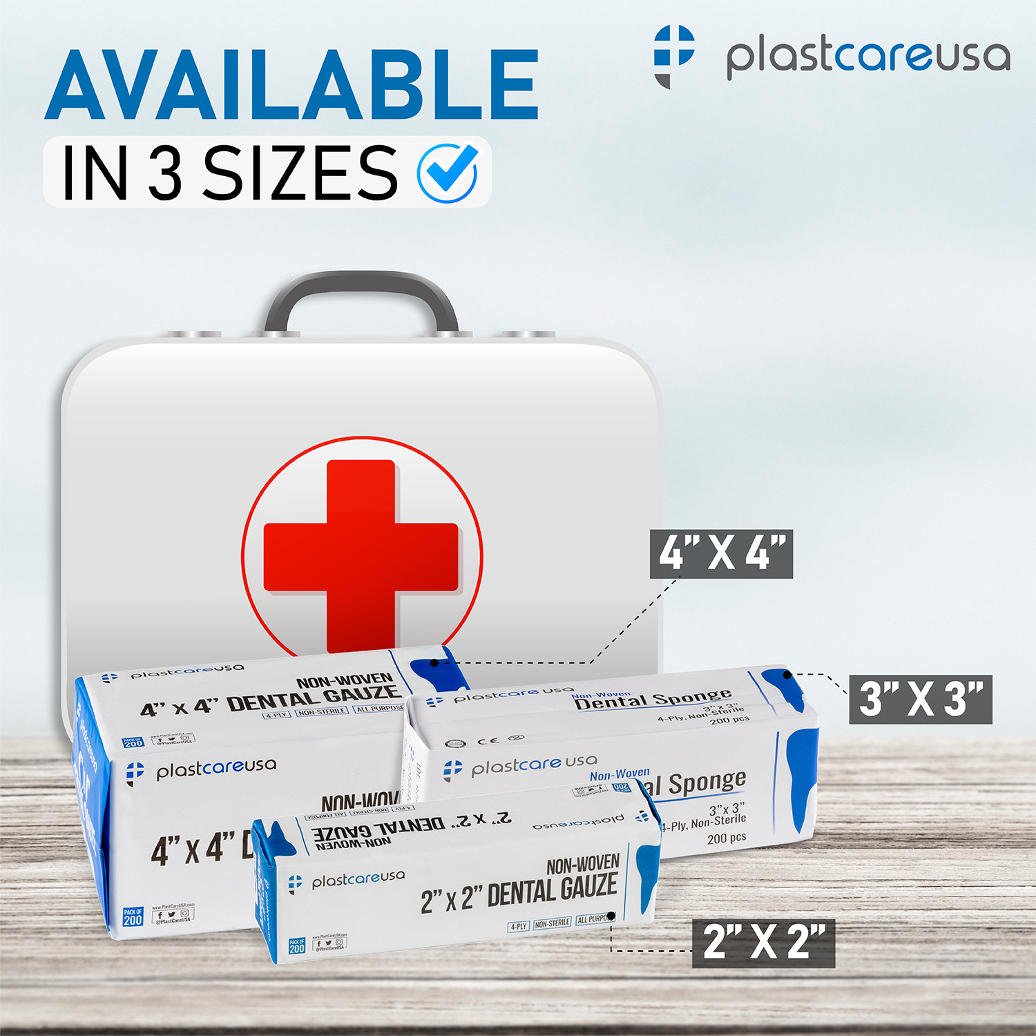 3×3 Dental Gauze Pads, Squares for First Aid Sponges, Non Woven Medical Wipes