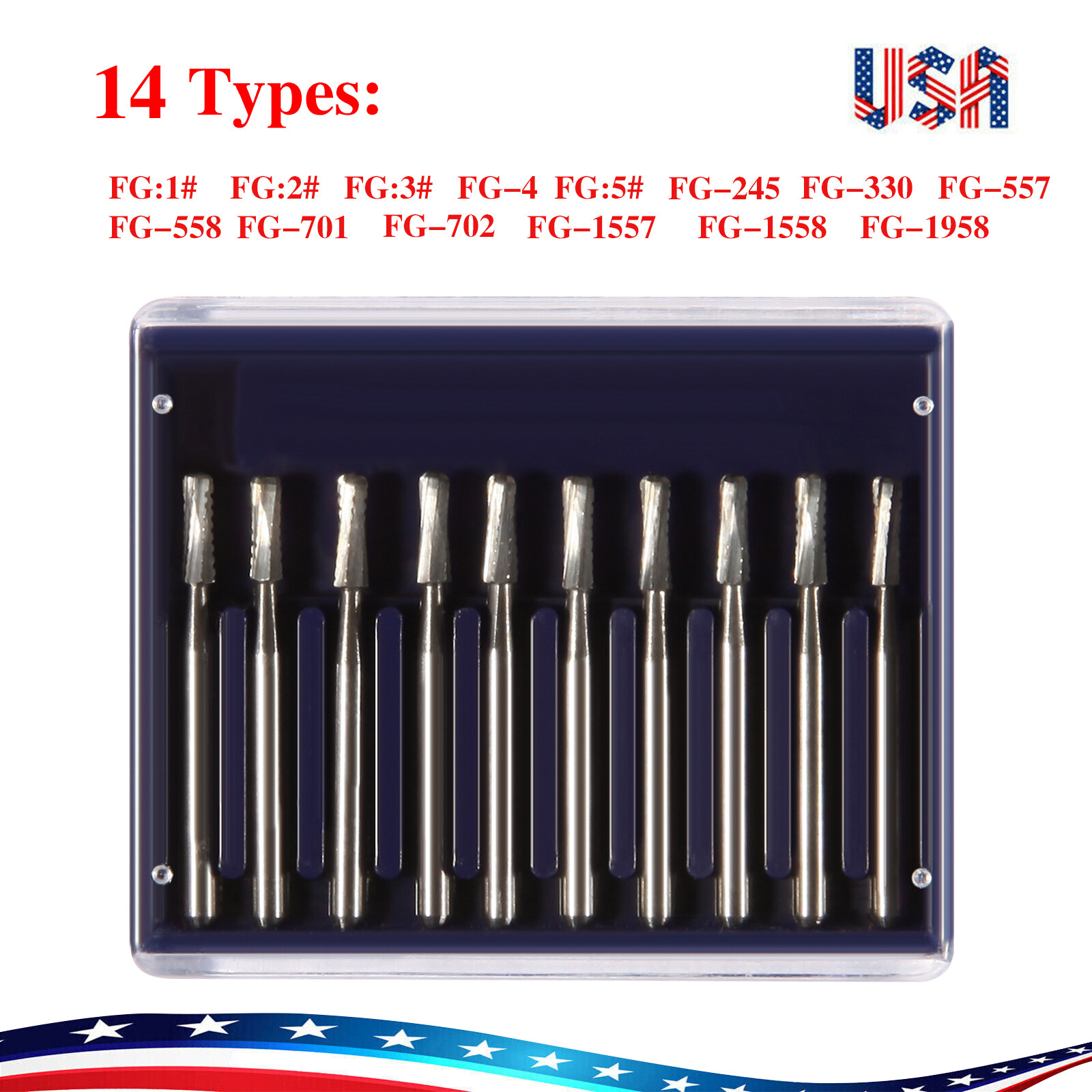 Carbide Burs FG Friction Grip CROSS CUT FISSURE ROUND END Pkg/10