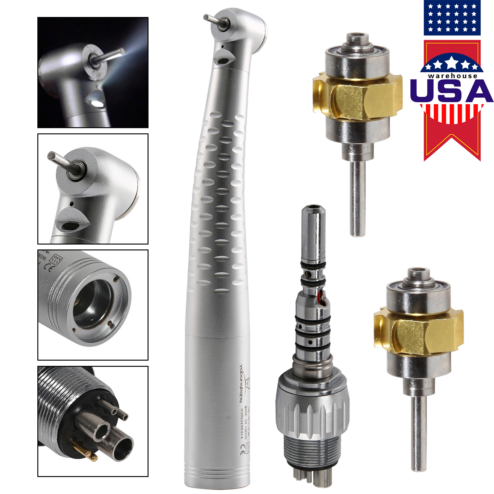 1-10 KaV Style Dental Fiber Optic High Speed Handpiece 6Hole LED Coupler /Rotor