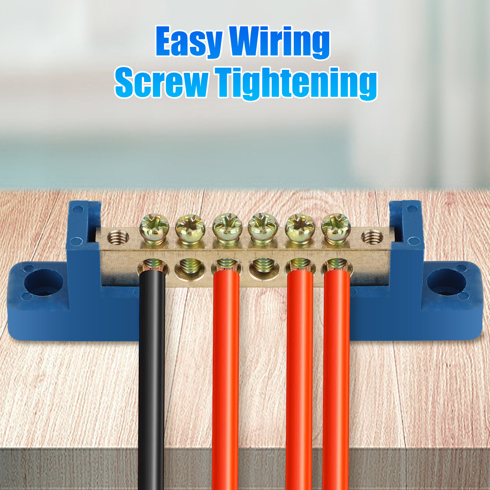 2X 6 Terminal Bus Bar Block Power Distribution Brass Wire Screw Grounding Strip