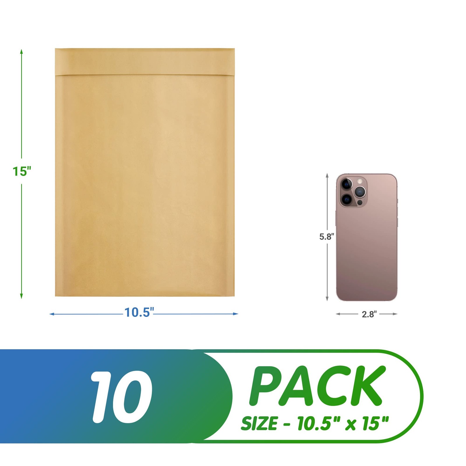 Kraft Bubble Mailers 10.5 x 15 Inch Natural Brown, Padded Envelopes Self Seal…