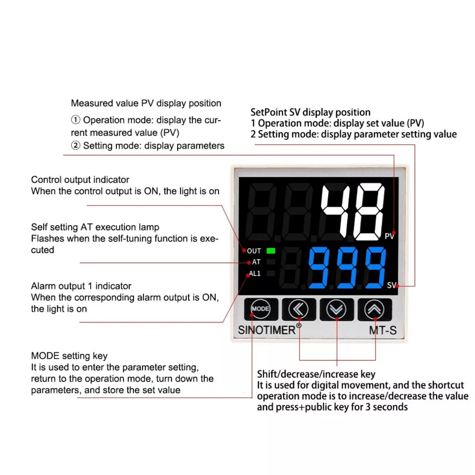 PID Temperature Controller Thermostat Regulator SSR Relay AC 100V to 240V MT-M