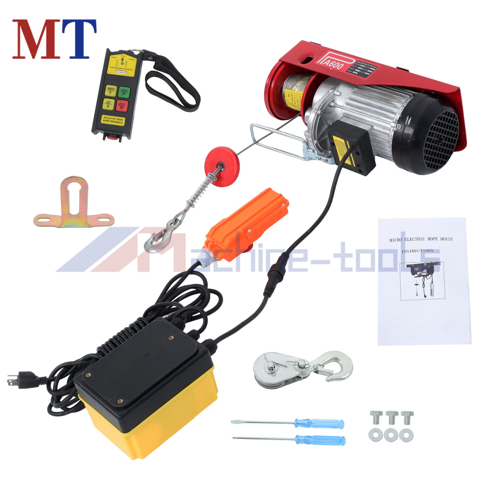 PA600 1320 lbs 110V Mini Electric Hoist 328 ft Wireless & 14 ft Wired Remote