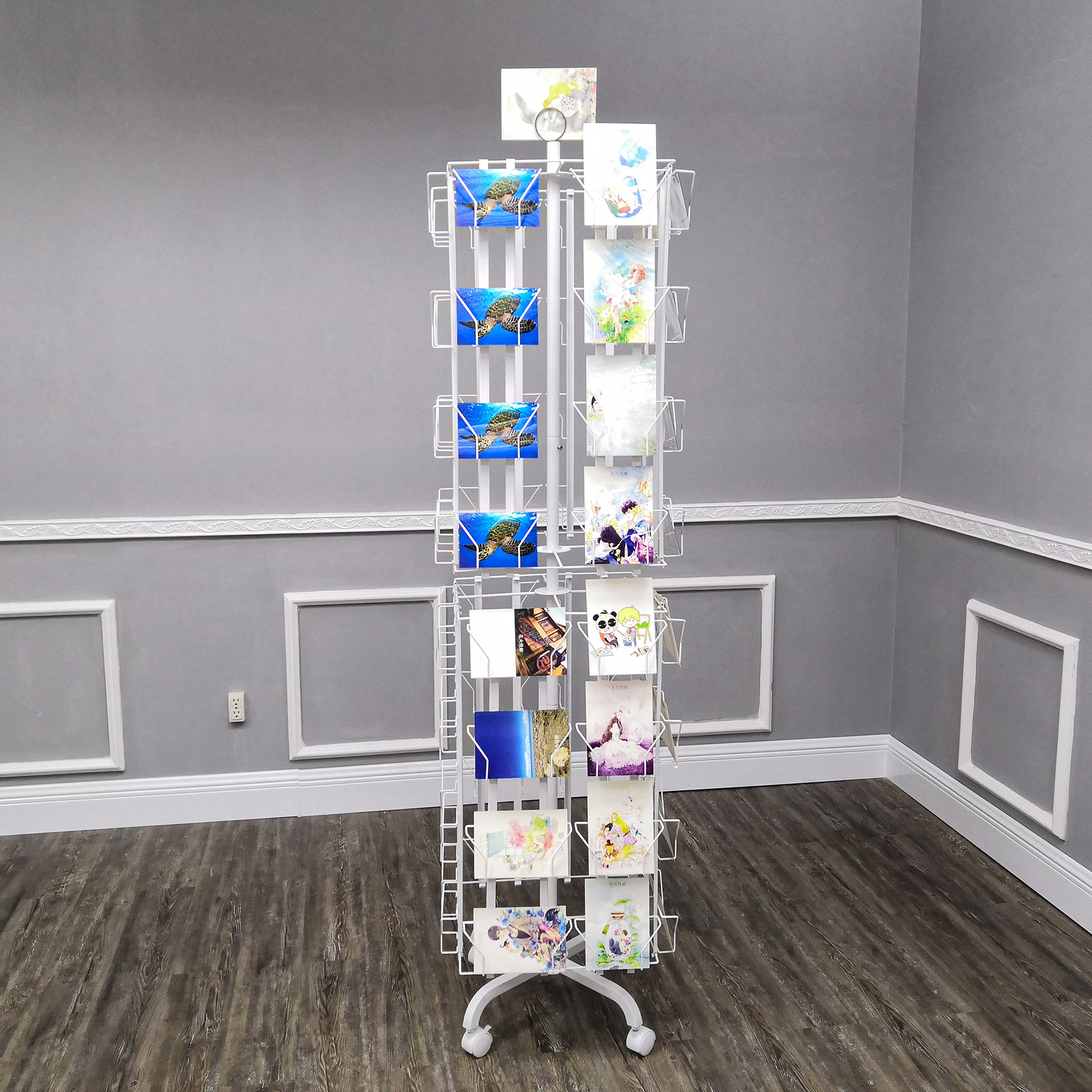 64 Adjustable Pockets Display Rack 5×7 7×5 up to 11″W X 8″T Cards 1.2″ D Pockets