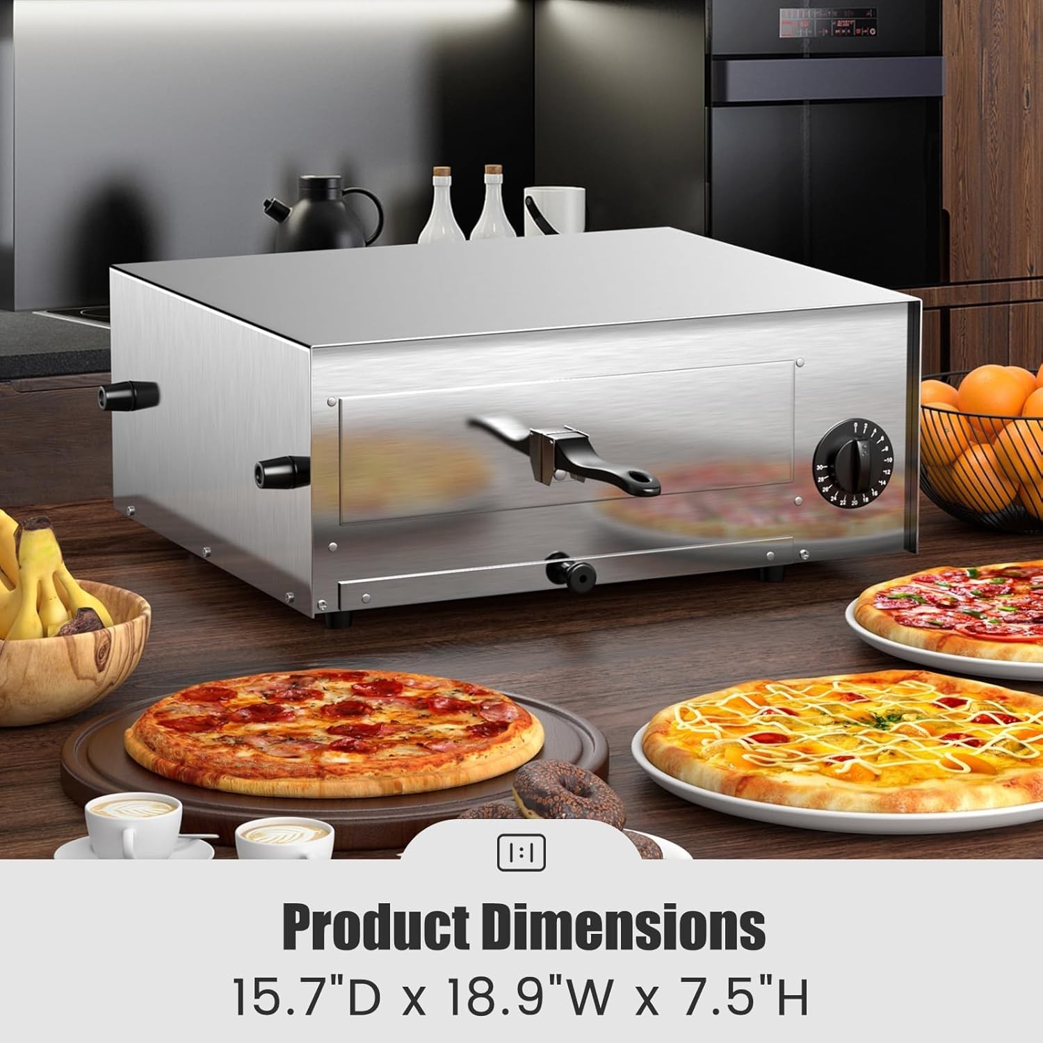 Indoor Pizza Oven Countertop, 1450W Pizza Oven Indoor with 30mins Timer