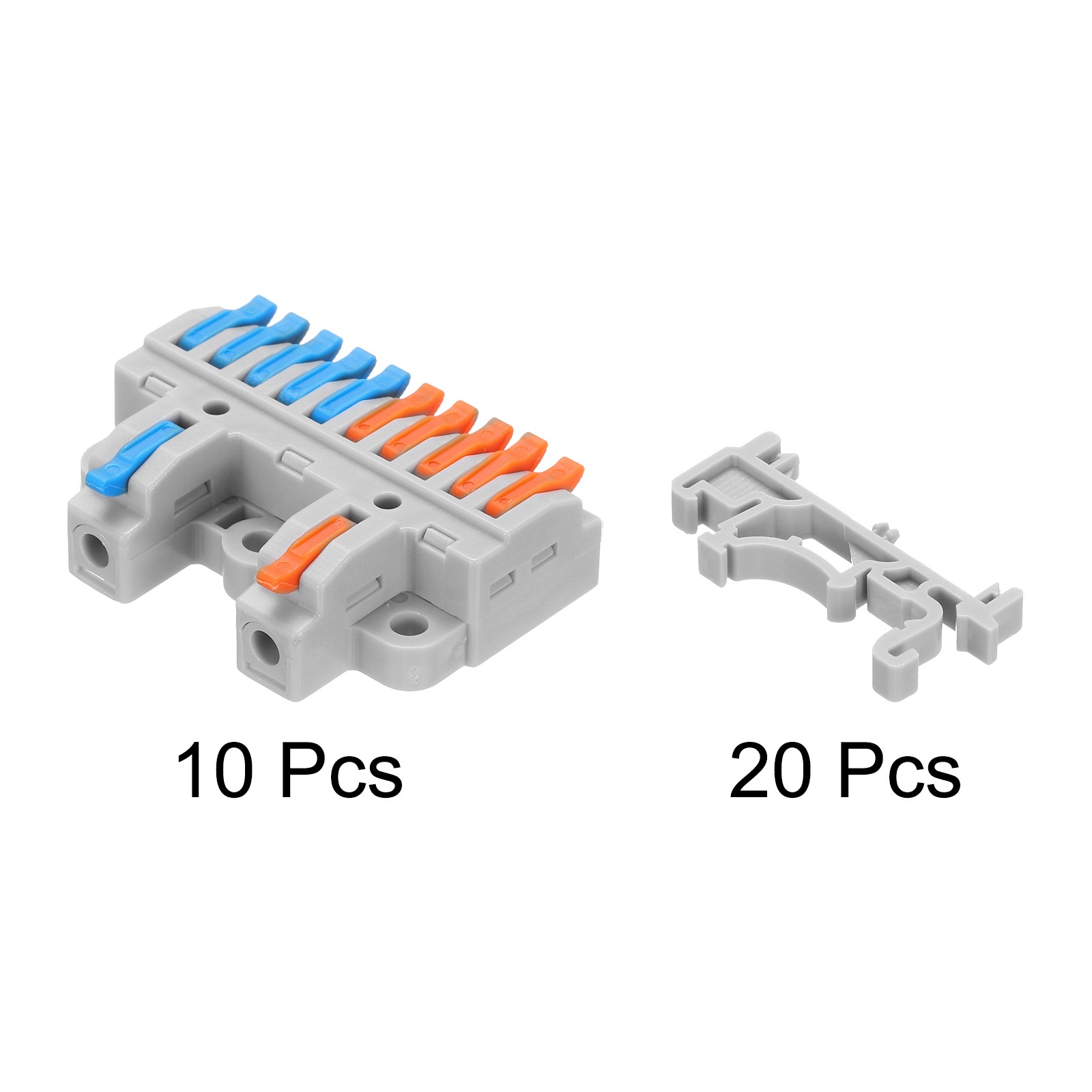 10 x Din Rail Press Quick Terminal Wire Connectors 2 in 10 Out 32A 28-12AWG