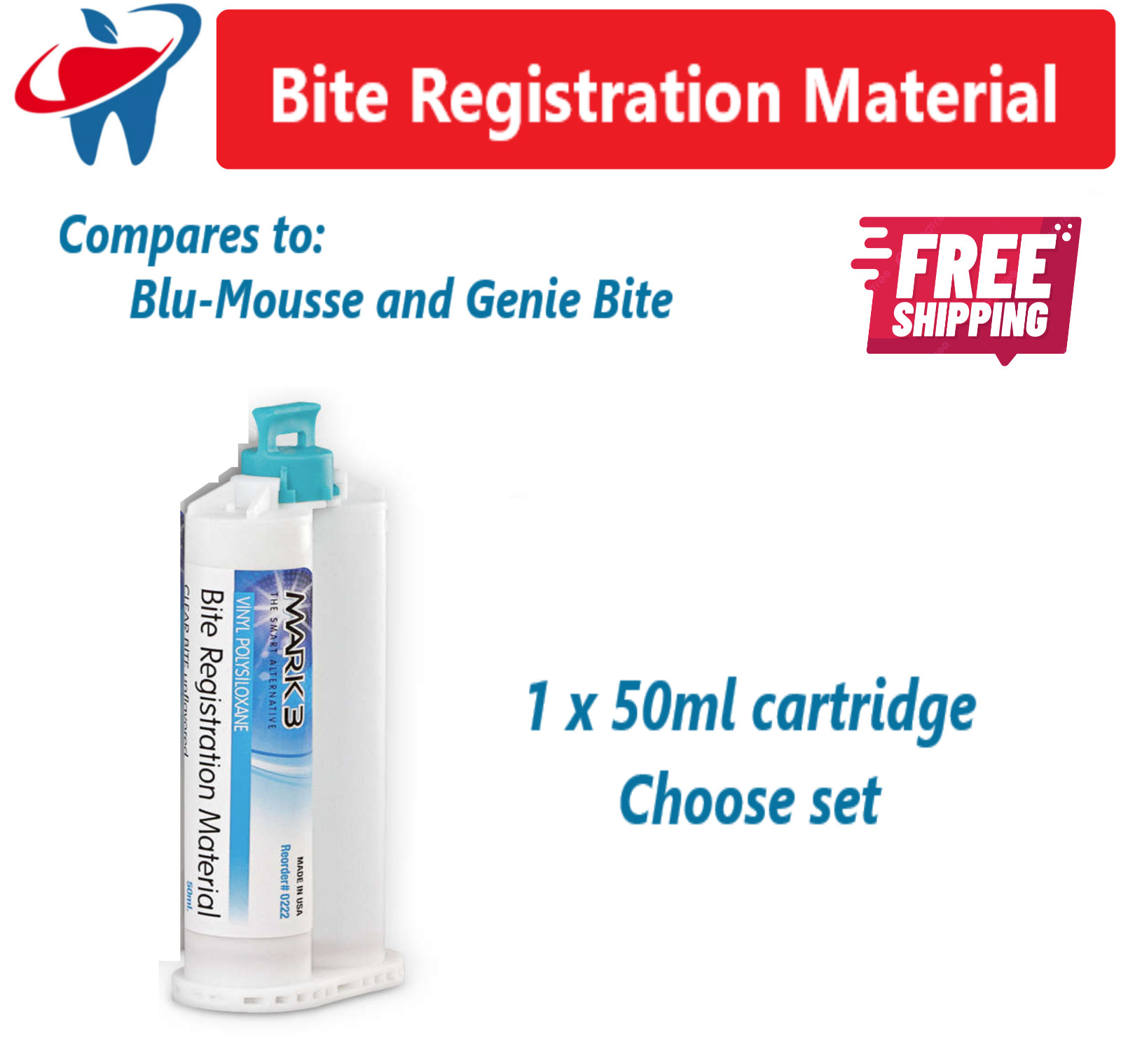 Dental Bite Registration Impression Material FAST SET or REGULAR SET, VPS 50ml