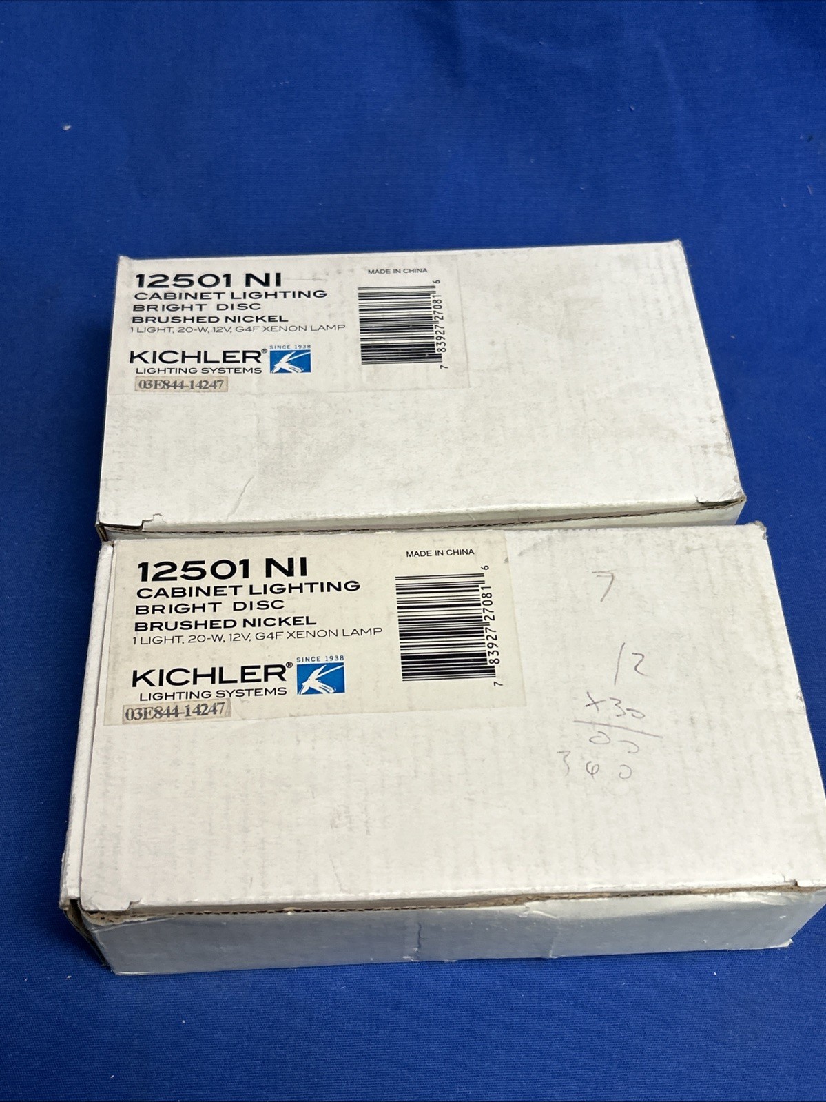 Two New Kichler Lighting 12501 NI Light G4F 12V 20W Undercabinet Brushed nickel