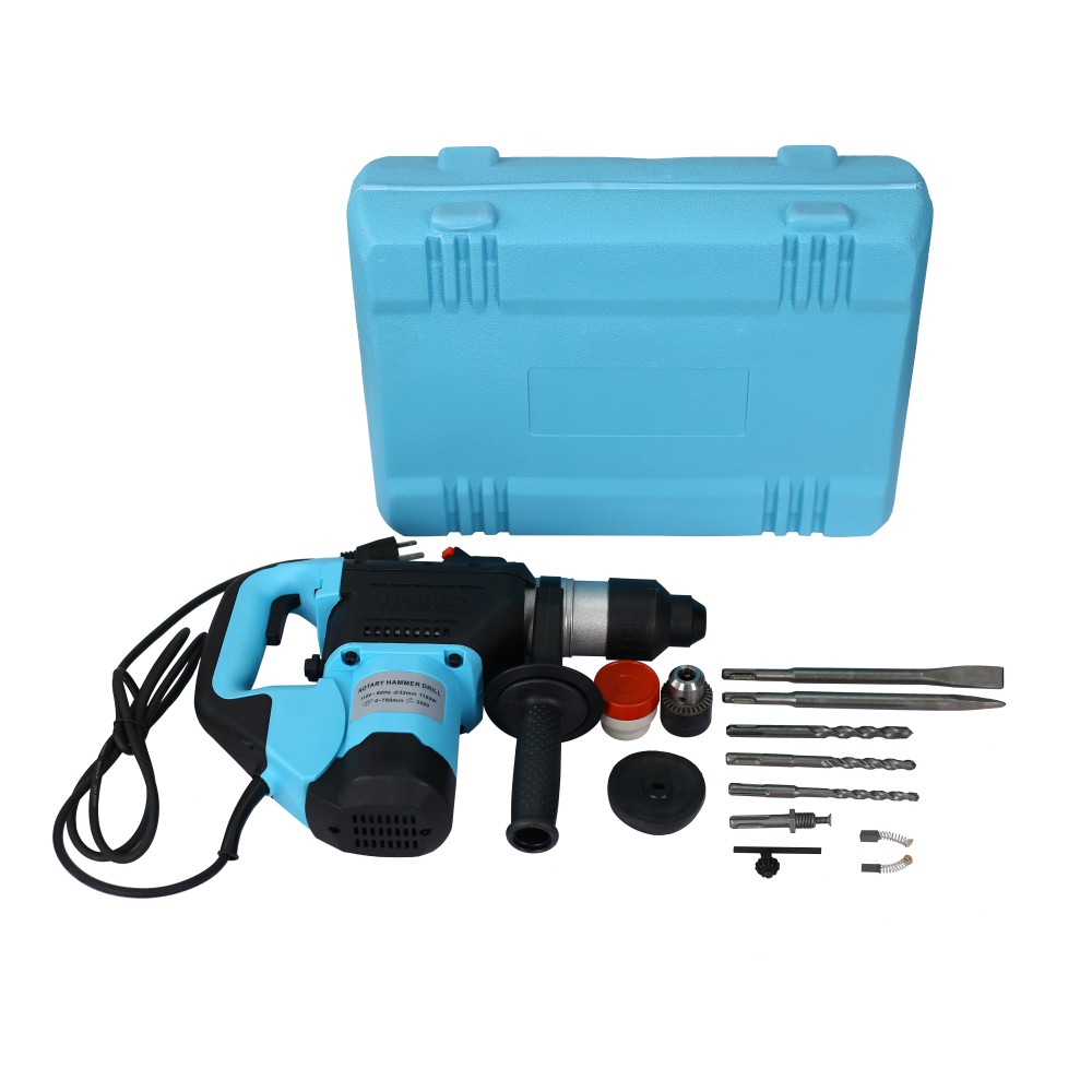 Rotary Hammer 1100W(Blue + Black 1-1/2″ SDS Plus Rotary Hammer Drill 3 Functions