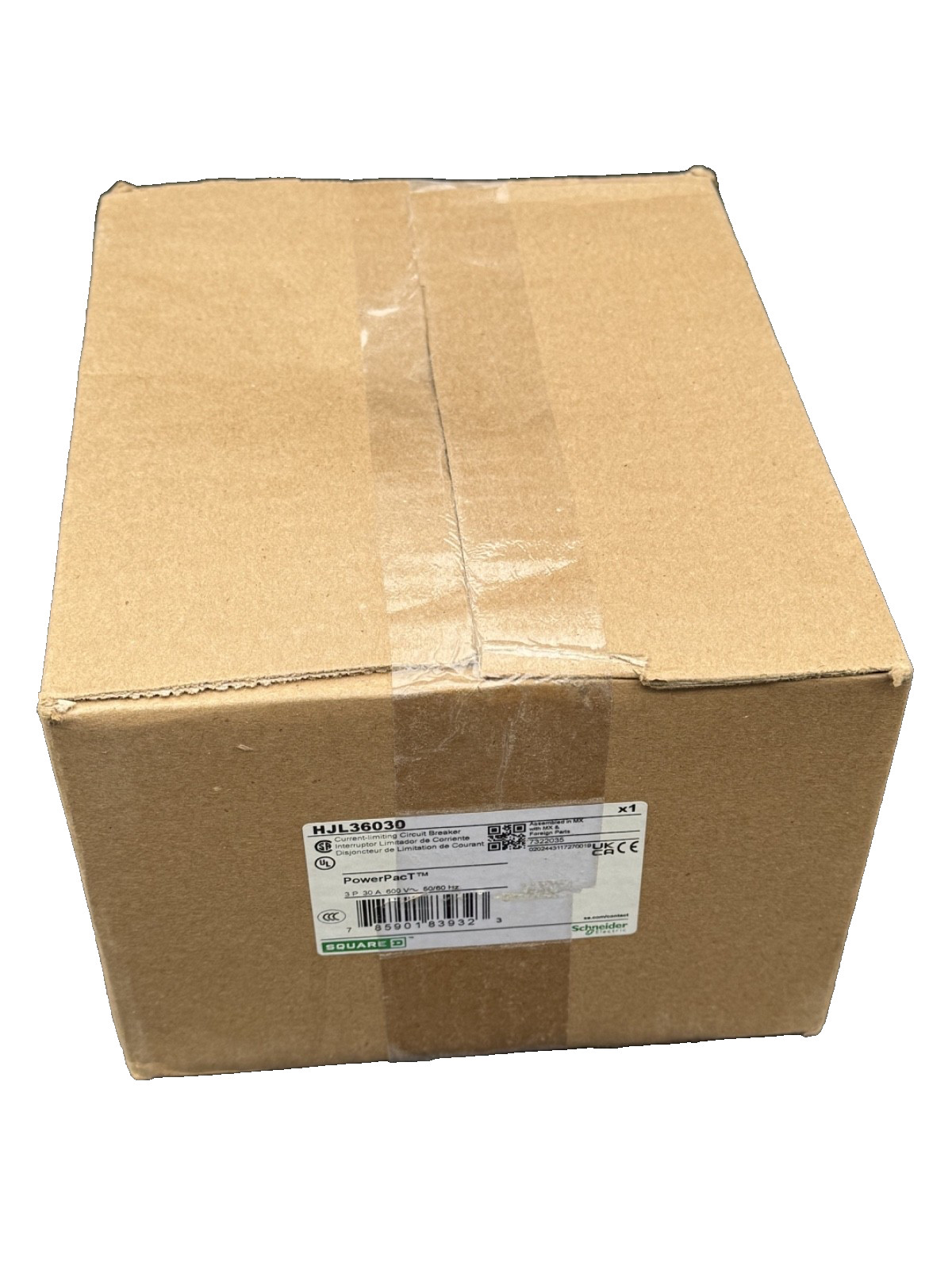 (1) Square D HJL36030 3p 600v 30a 65k Circuit Breaker NEW IN BOX