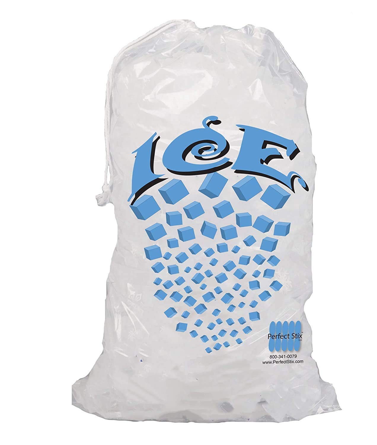100ct 10lb Clear Cotton Drawstring Ice Bags 1.5 Mil Durable for Food Service