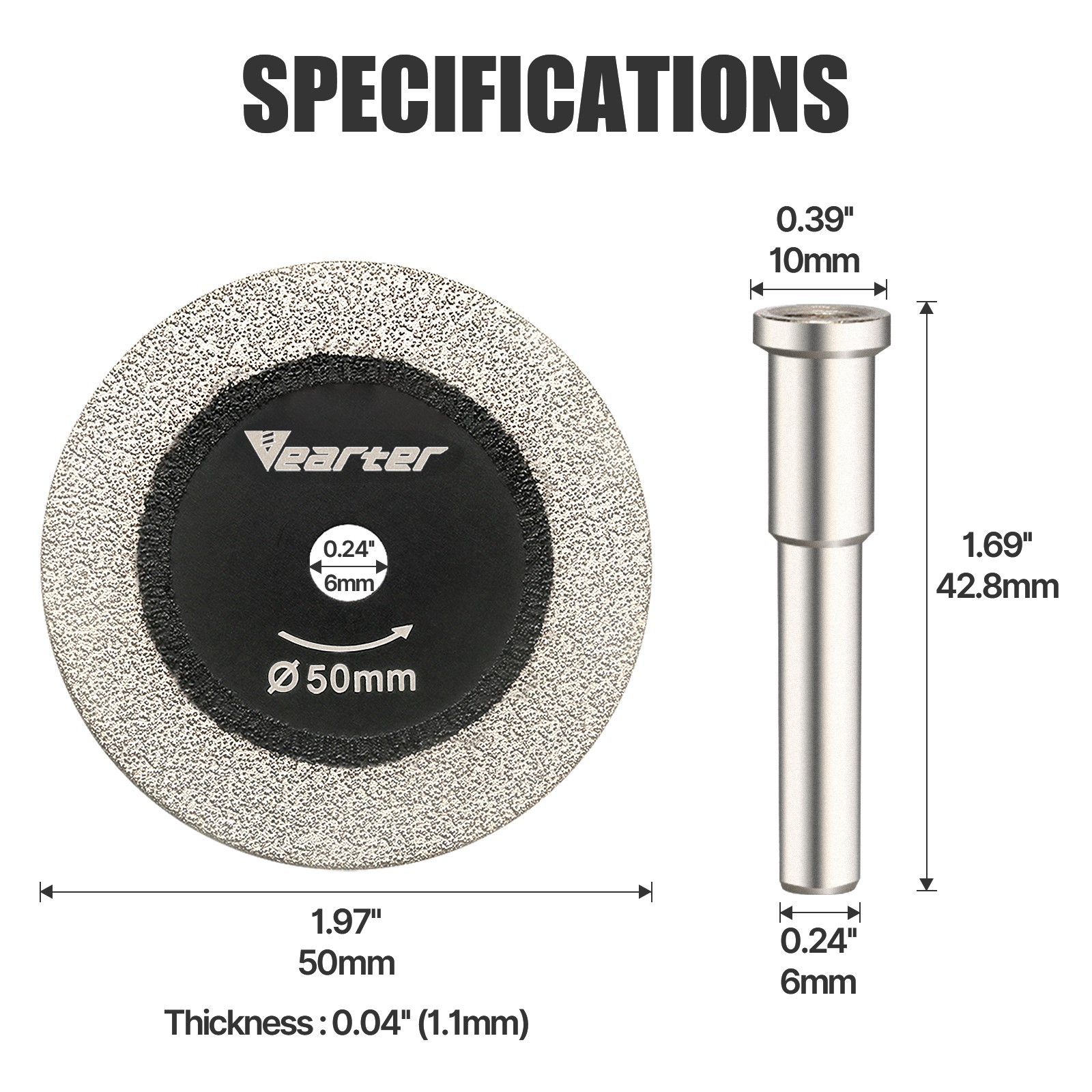 5x 2″ Diamond Glass Cutting Disc for Drill Rotary Tool Ceramic Tile Cutter Blade