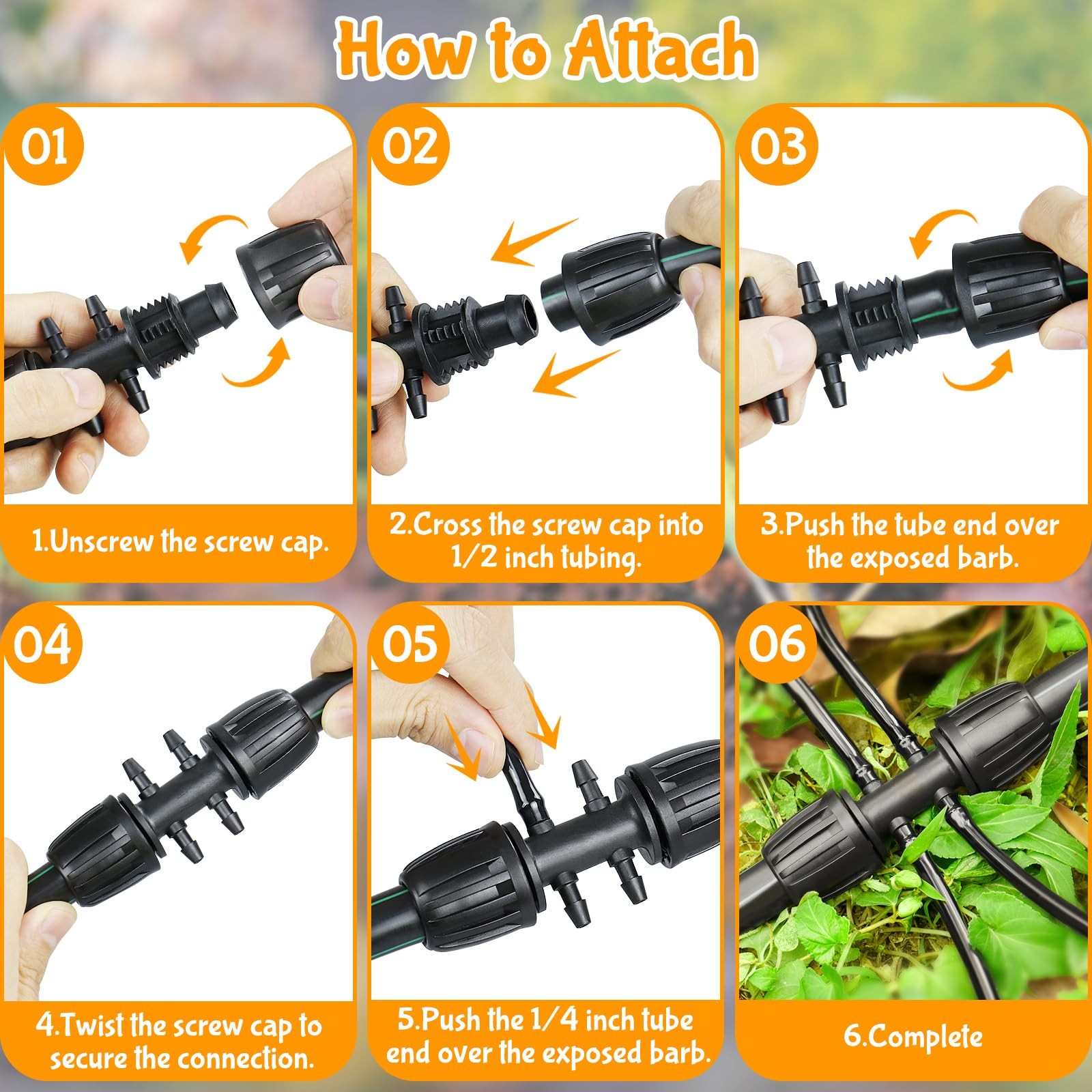 Drip Irrigation Fittings for 1/2 Inch to 1/4 Inch Tubing Reducing Teeï¼š1/2″ 1/