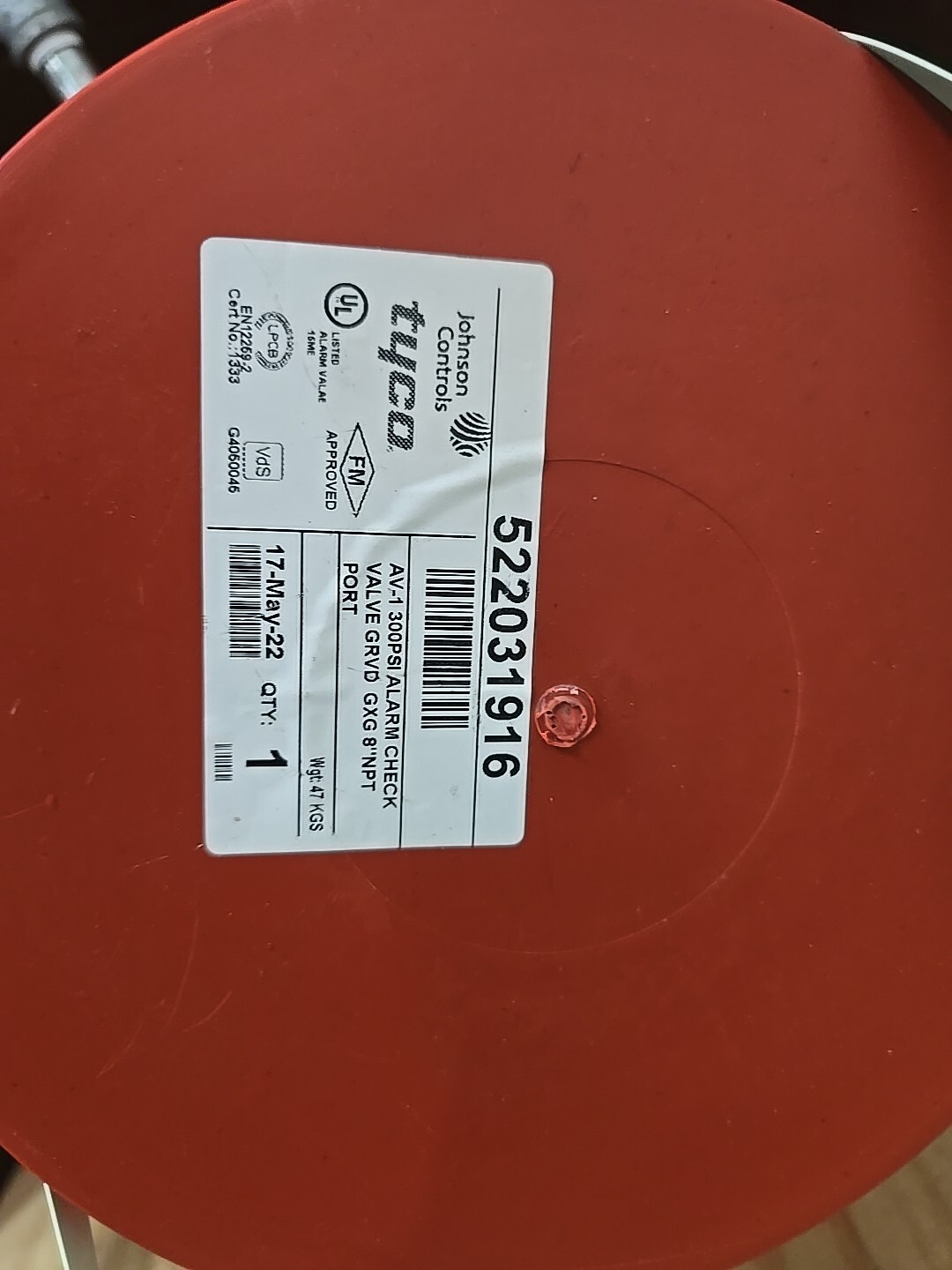 Tyco AV-1 300PSI Alarm Check Valve 8″