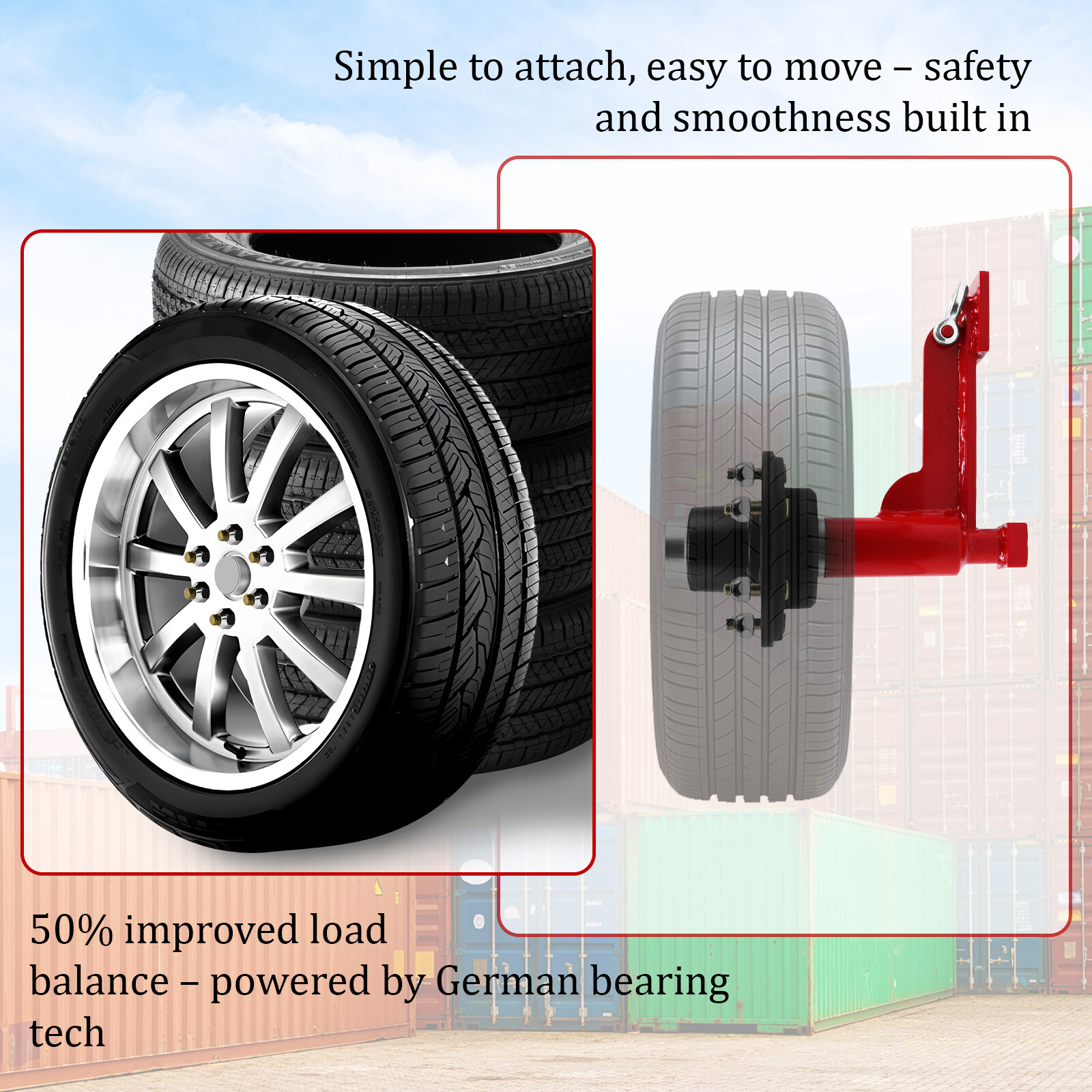 2Pack Shipping Container Wheels 6-Lug Wheels Kit.