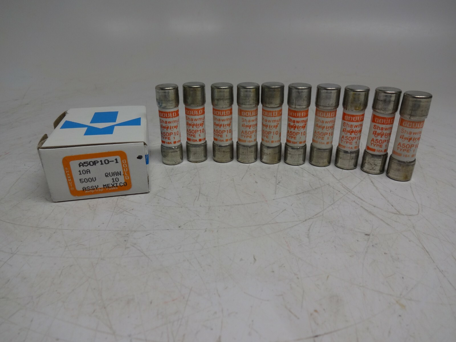 Lot of 10 Gould Shawmut Amp-Trap A50P10-1 A50P10 Type 1 Fuse 10A 500 VAC